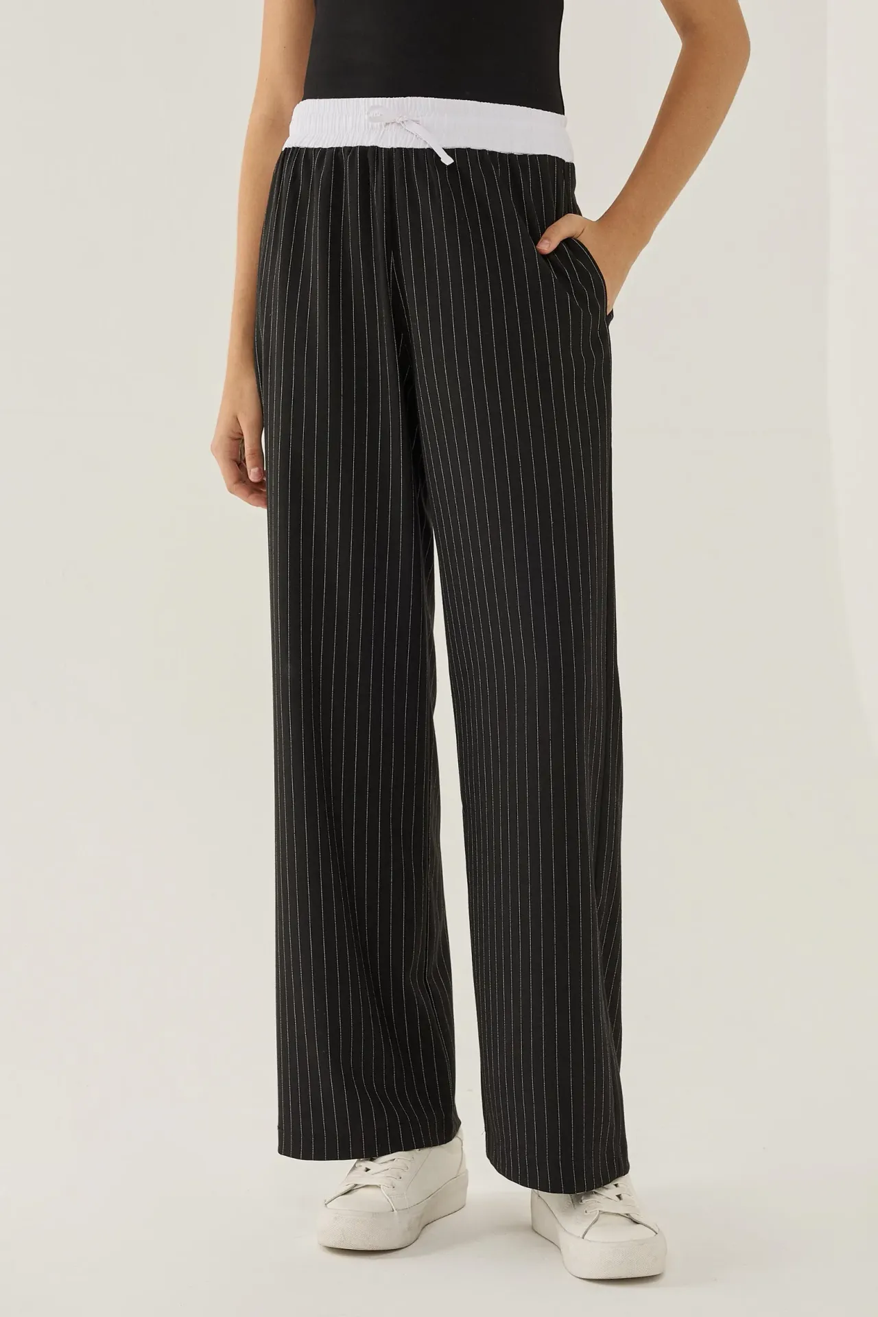 Elastic Waist Striped Pants