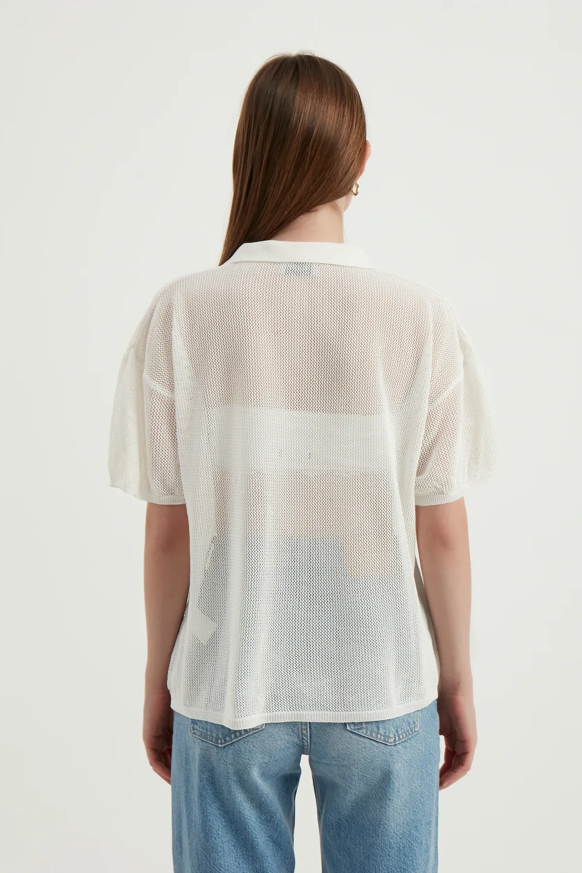 Polo Collar Mesh Textured Short Sleeve 4