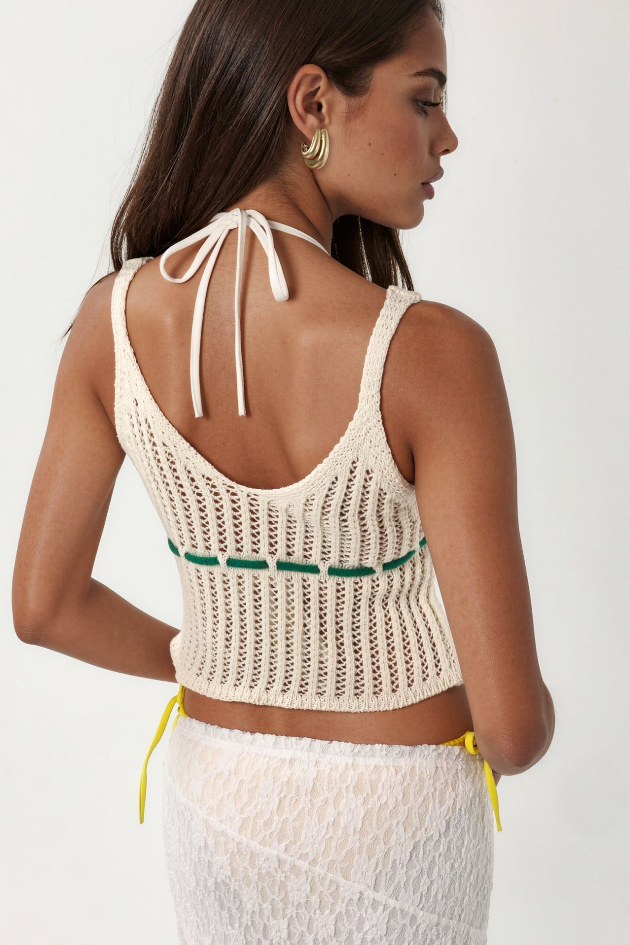 Floral V-Neck Crop Knit Top with Tie Detail 8