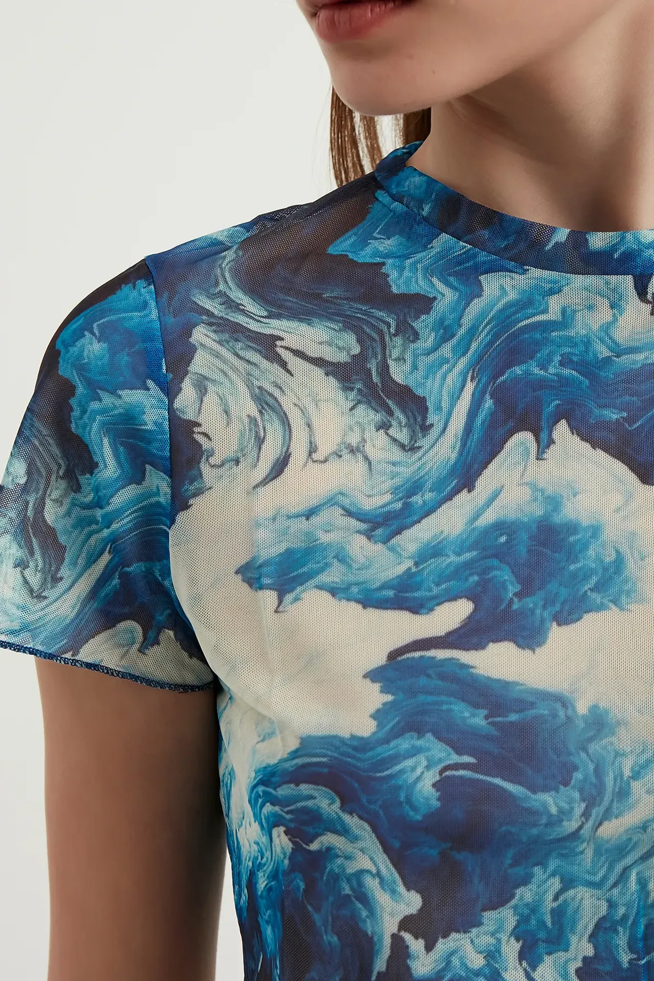 Abstract Tulle Crop Top