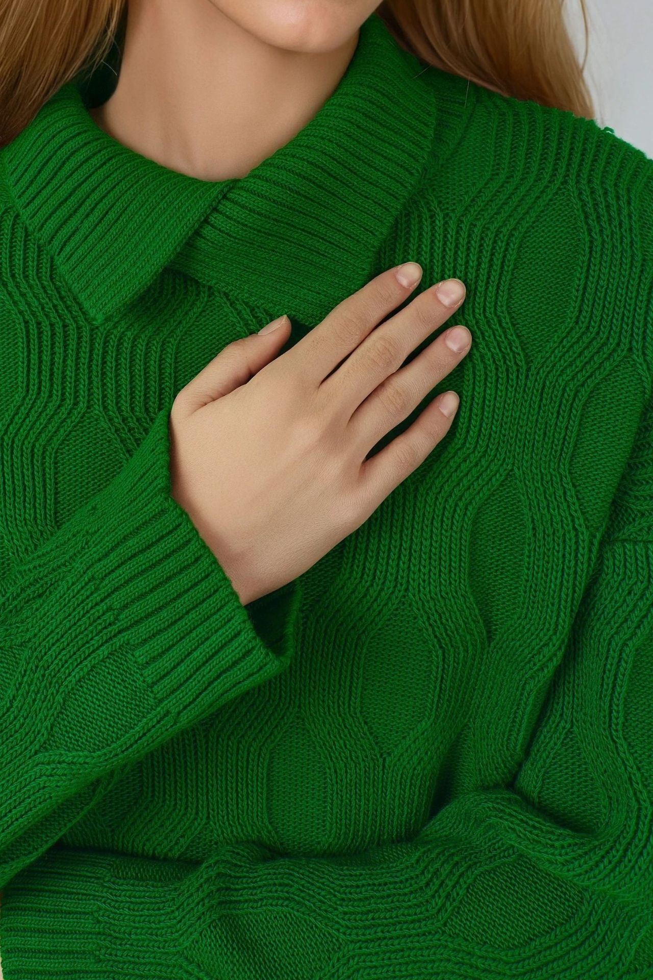 MY FASHION Patterned Knit Sweater with Collar Detail 5