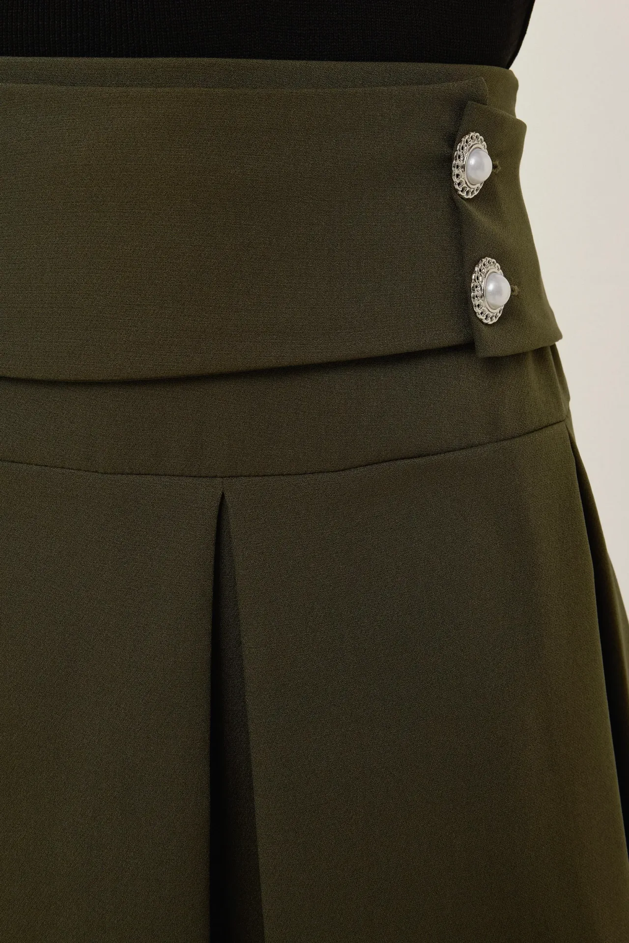 Pleated Mini Skirt with Pearl Detail