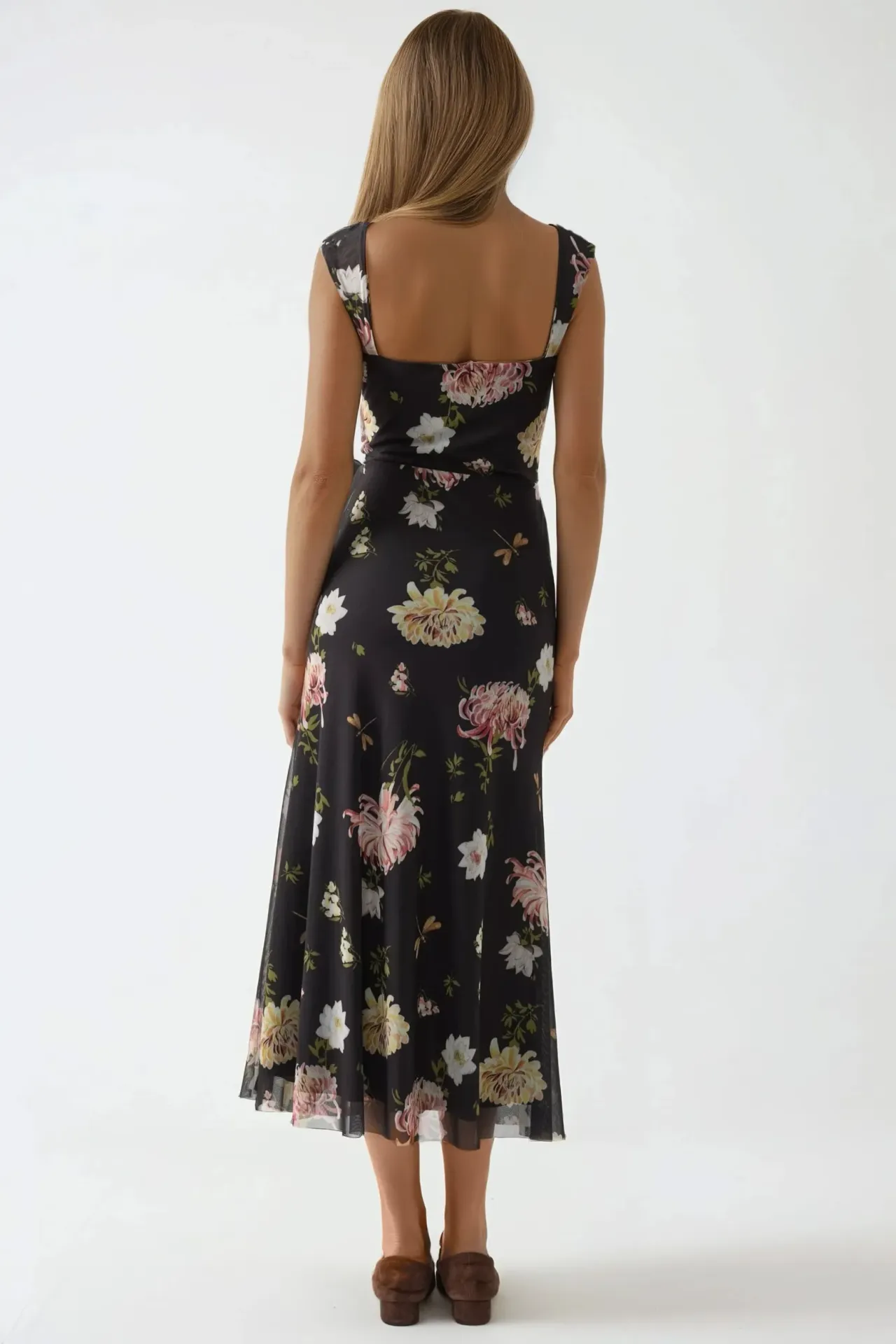 Patterned Maxi Dress with Heart Collar