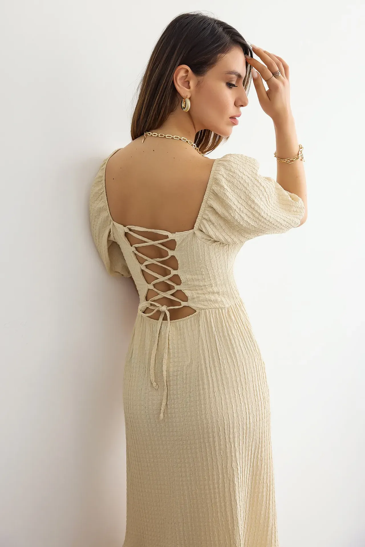 Muslin Tie-Back Maxi Dress
