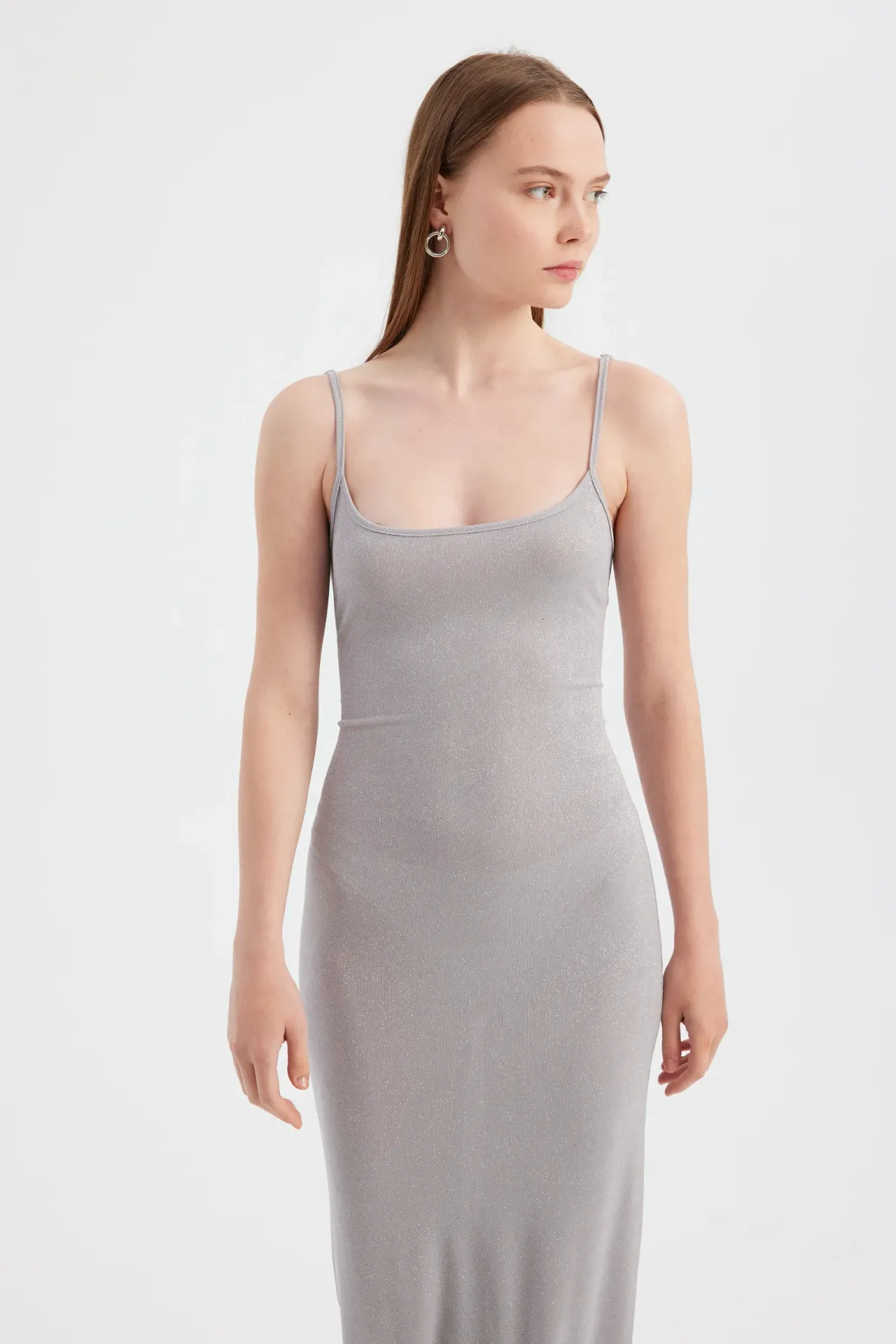 Solid Woven Maxi Dress with Spaghetti Straps