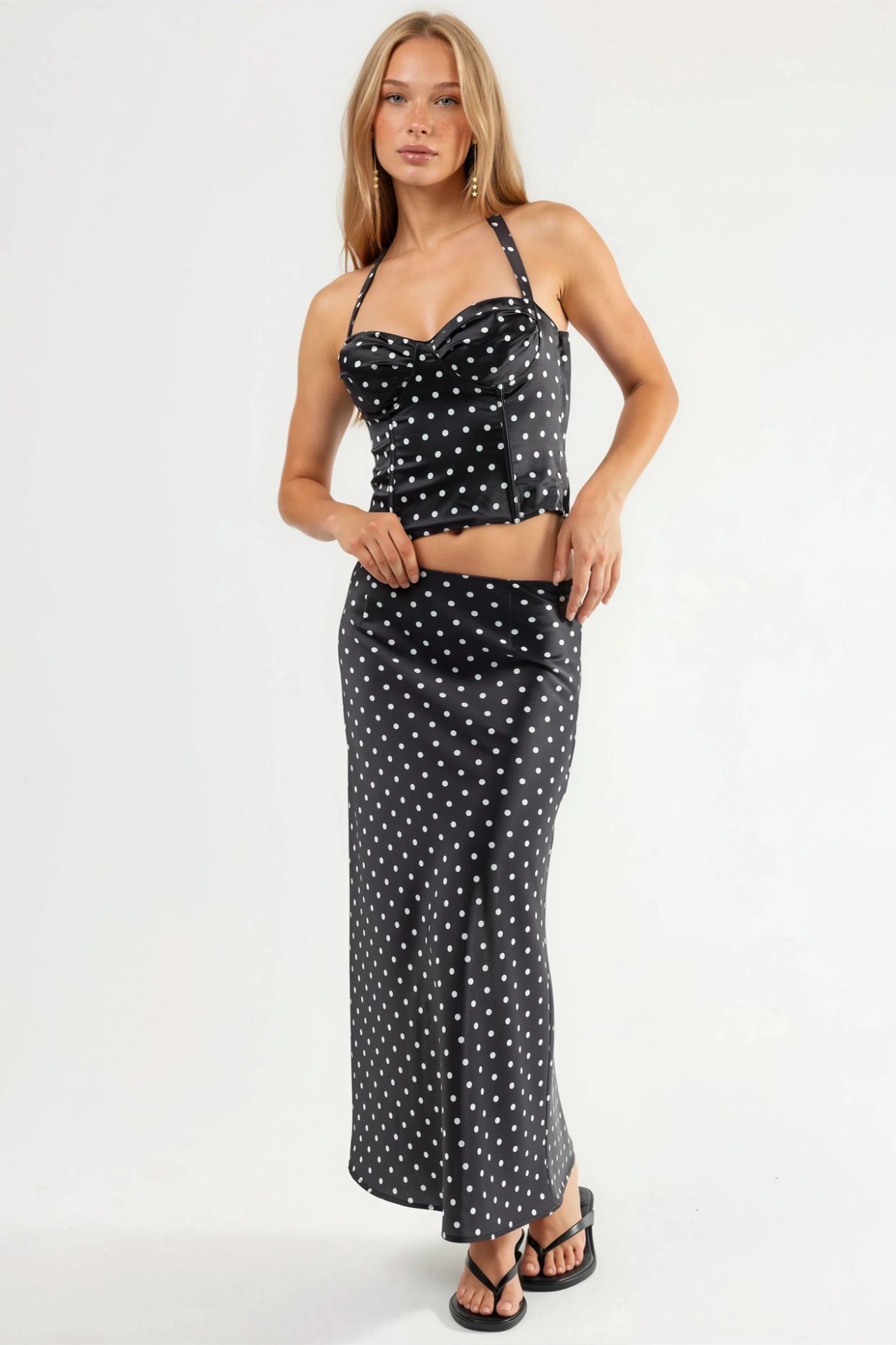 Heart Collar Polka Dot Crop Top 7