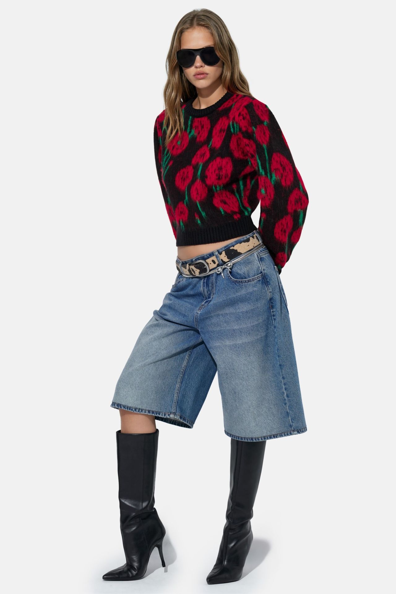 Floral Crew Neck Knit Sweater 5