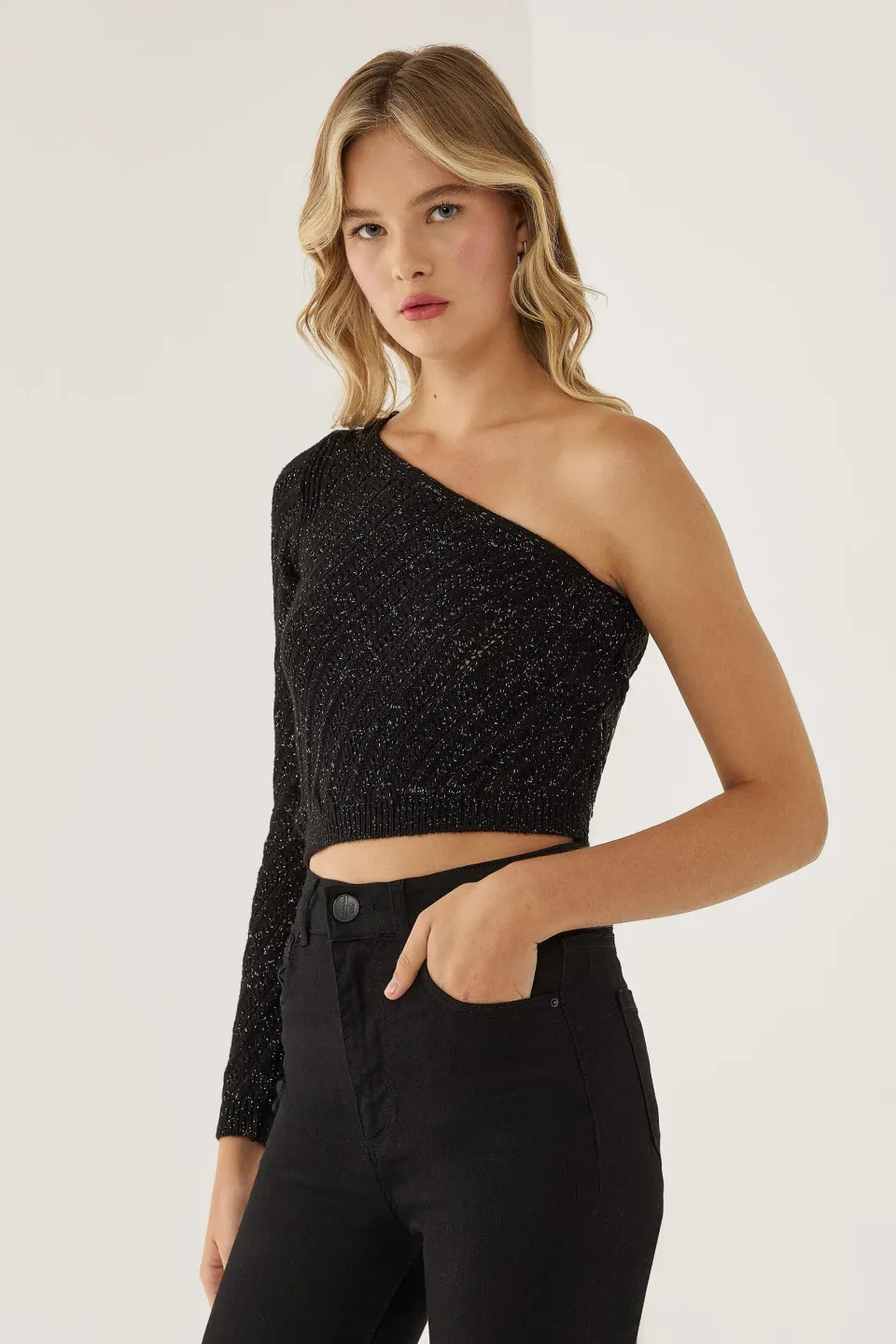 One Sleeve Knit Top