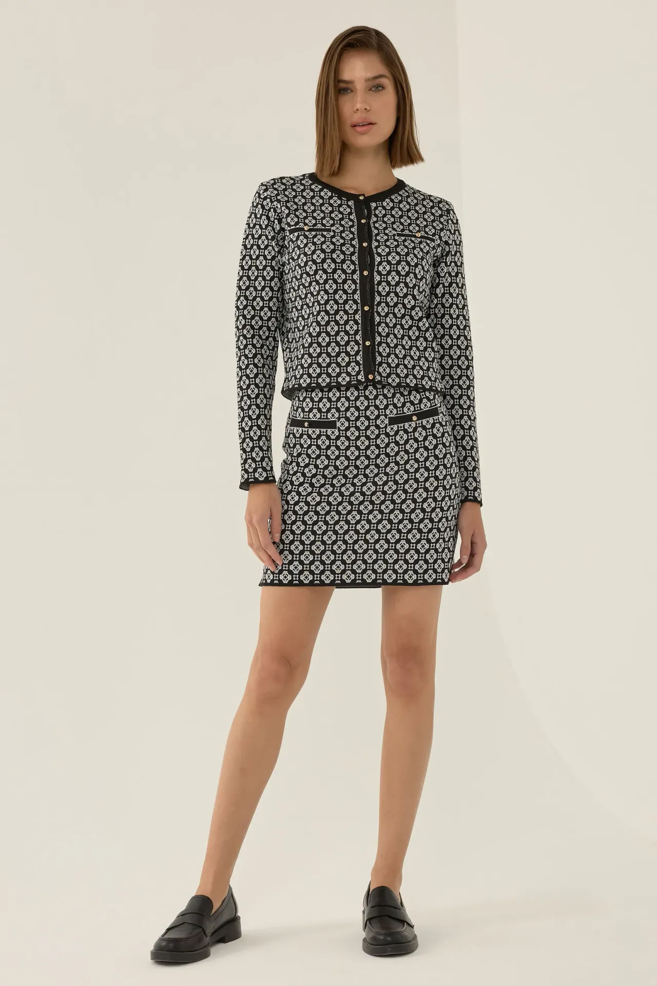 Patterned Knitwear Two-Piece Set