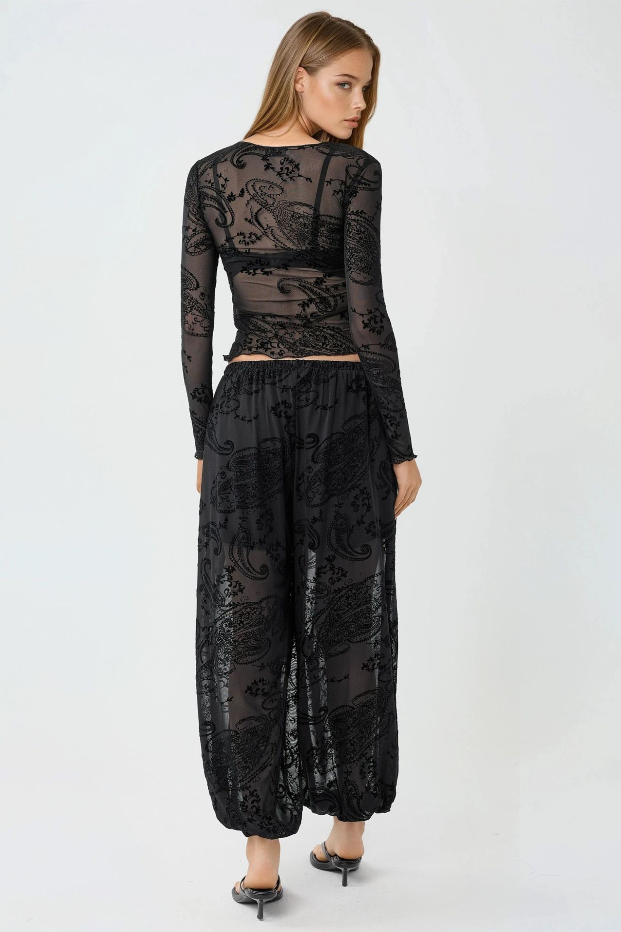 BUSEM Relaxed Fit Flock Print Tulle Pants 3