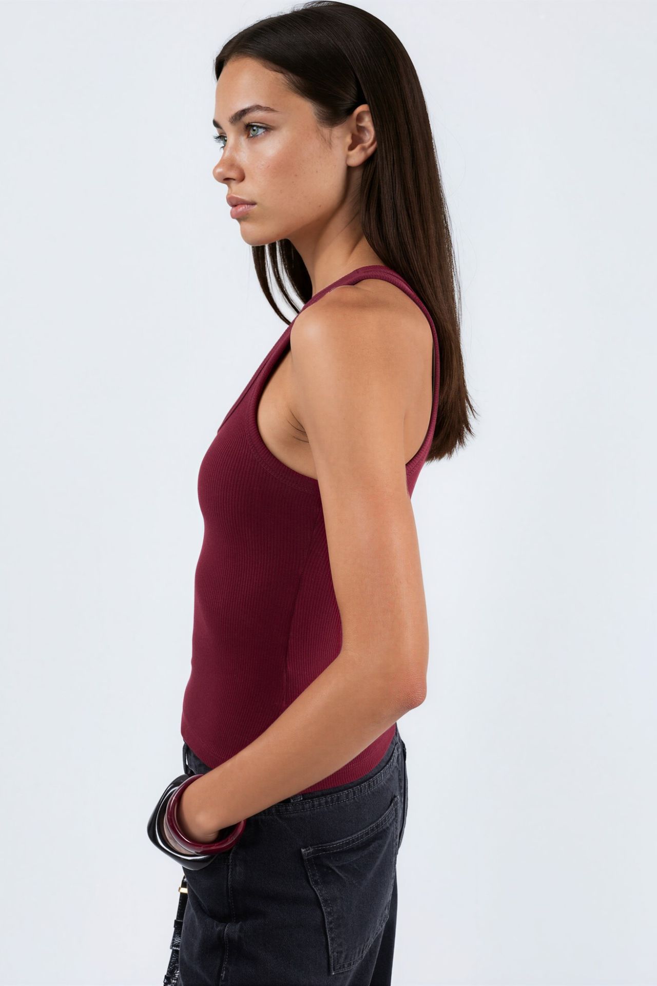 BUSEM V Yaka Ribanalı Tank Top 2