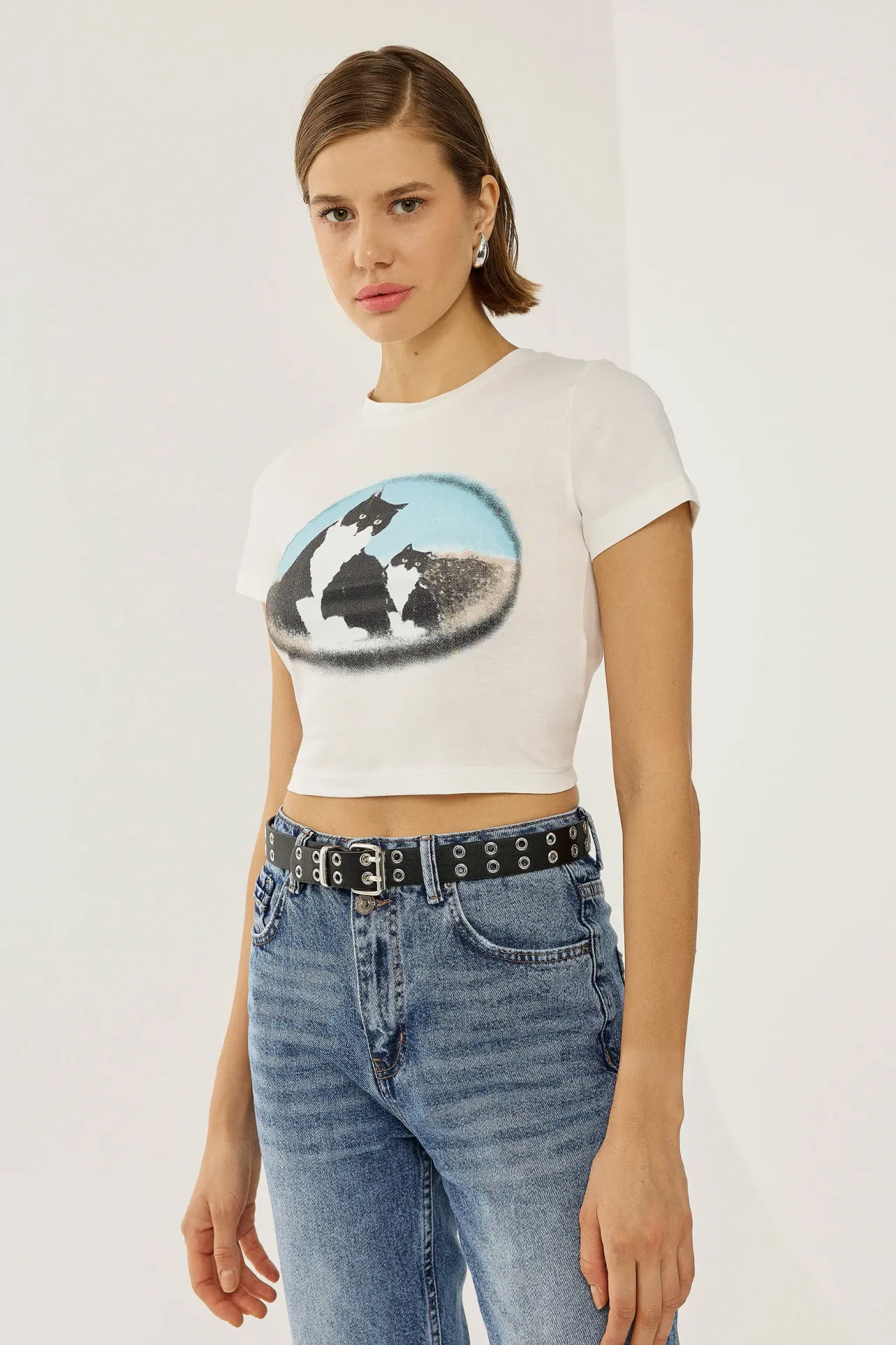 Printed Cotton Crop T-Shirt