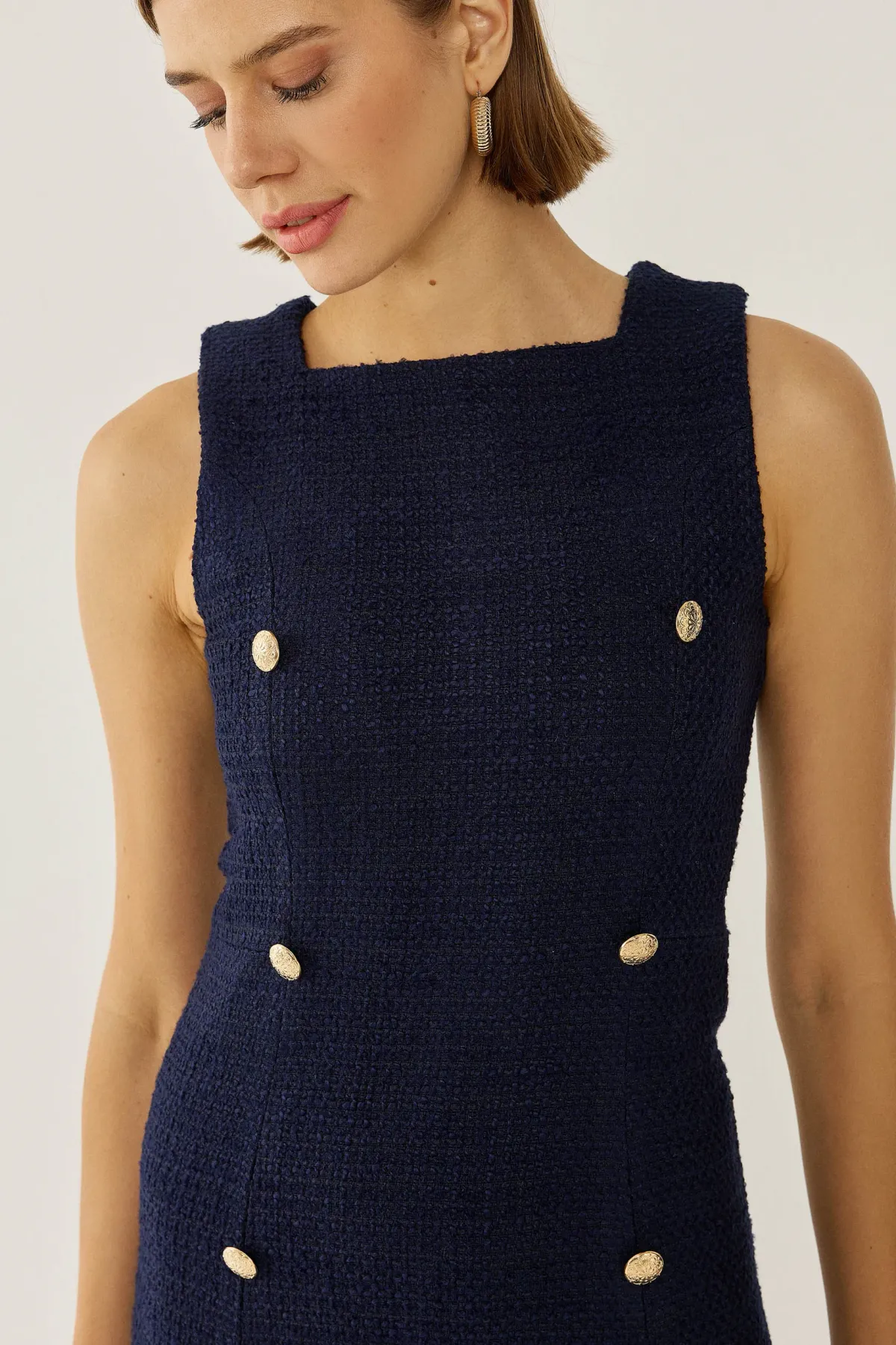 Tweed Buttoned Mini Dress 4