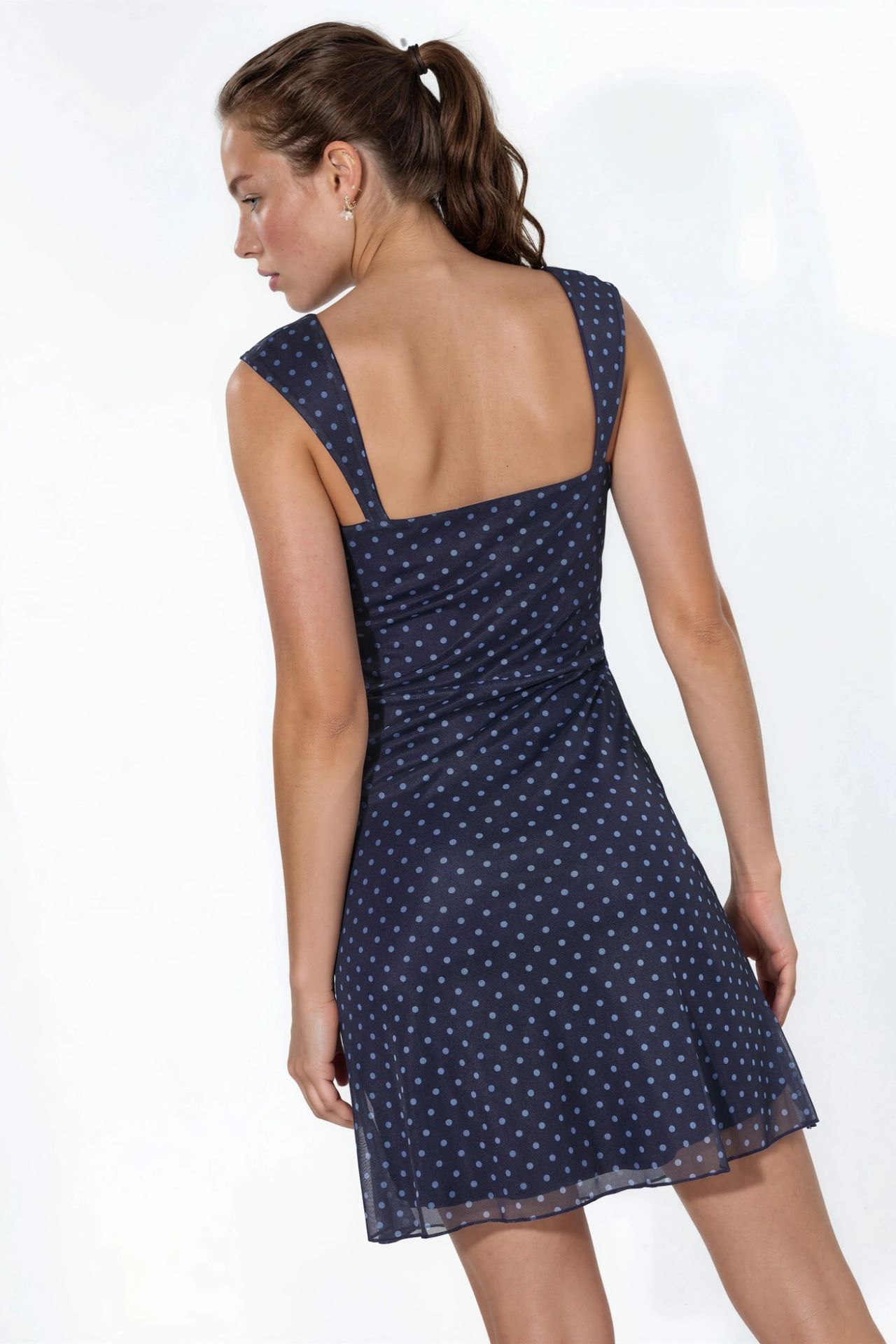 Polka Dot Mini Tulle Dress with Heart Collar 4