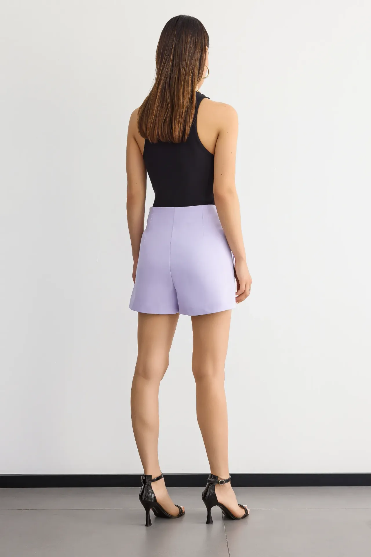 High-Waist Woven Shorts with Pocket Detail