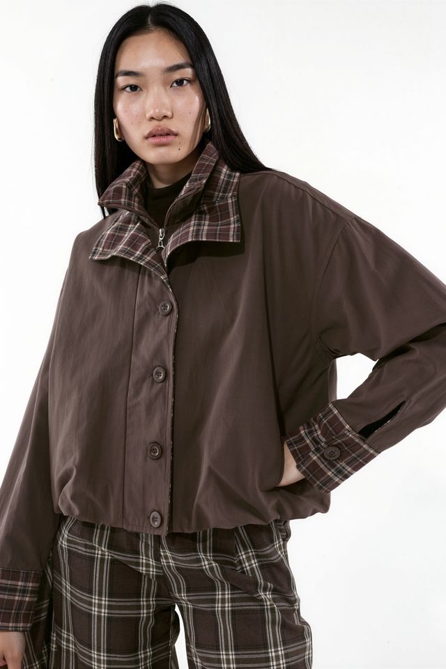 Short Trench Coat with Lining Detail
