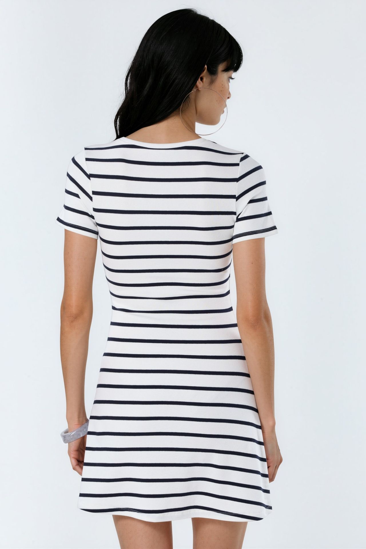 BUSEM Striped Crew Neck Mini T-Shirt Dress 4