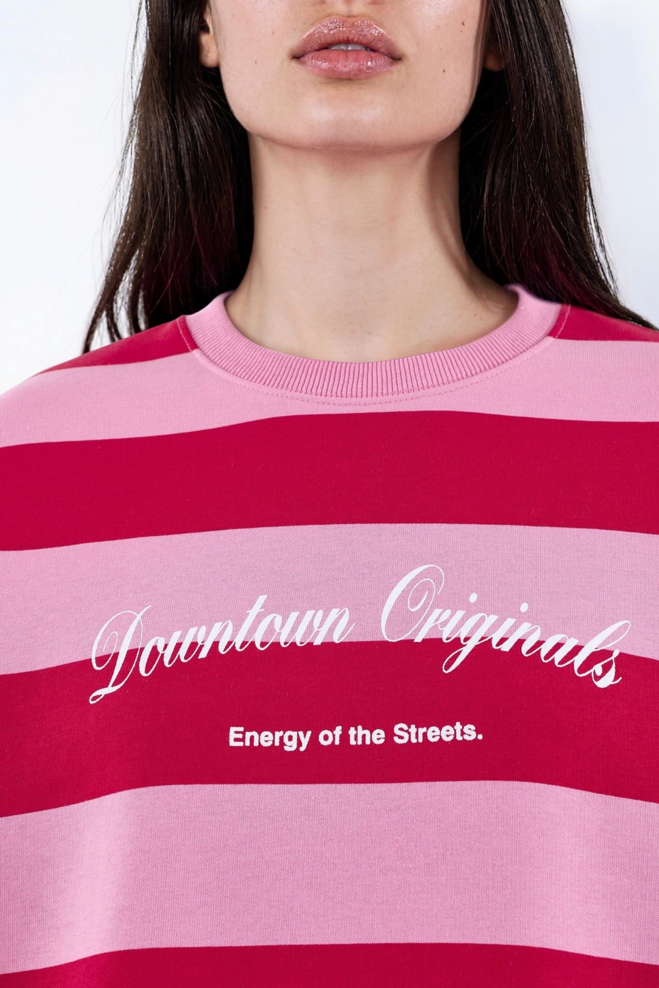 100% Cotton Oversized Striped Sweatshirt