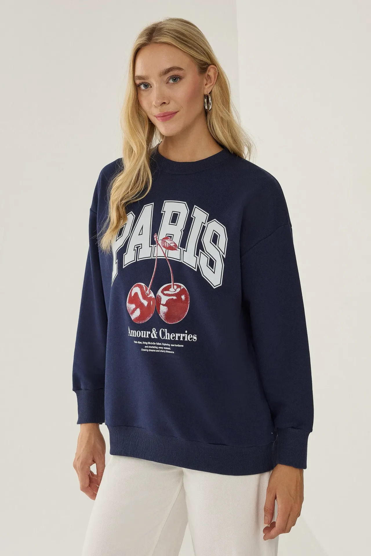 Printed Relaxed Fit Crew Neck Sweatshirt