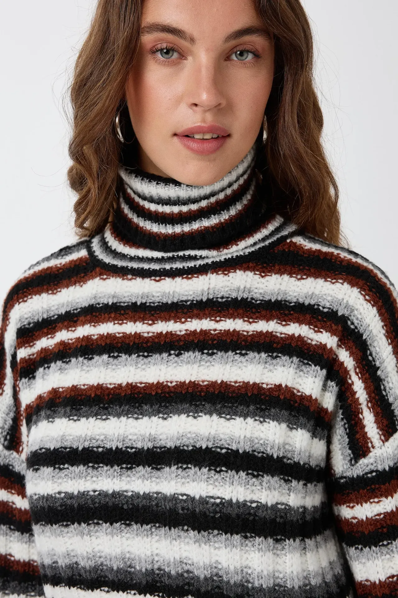 Striped Turtleneck Cropped Sweater