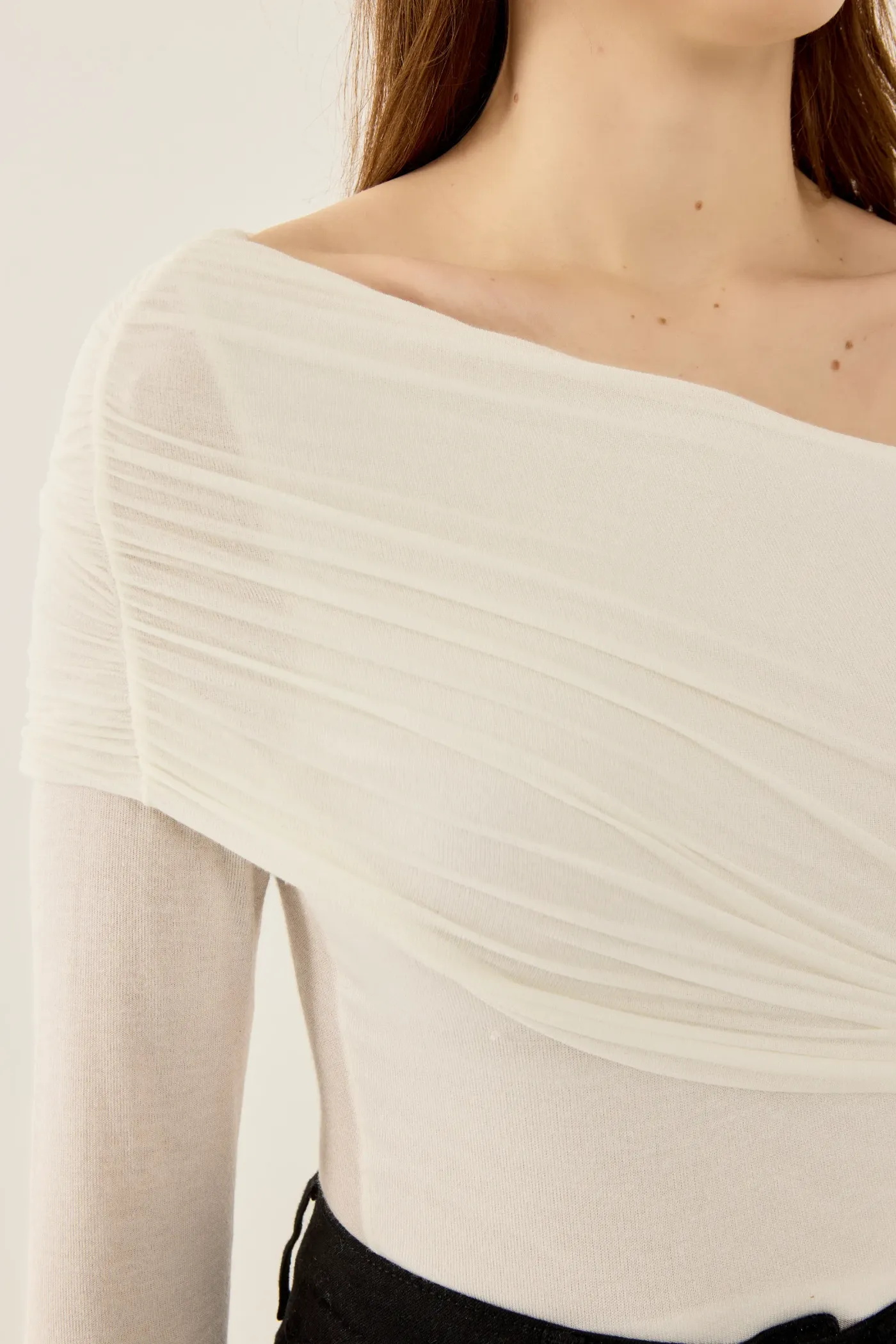 Asymmetrical Collar Long Sleeve Slim Fit Blouse 6