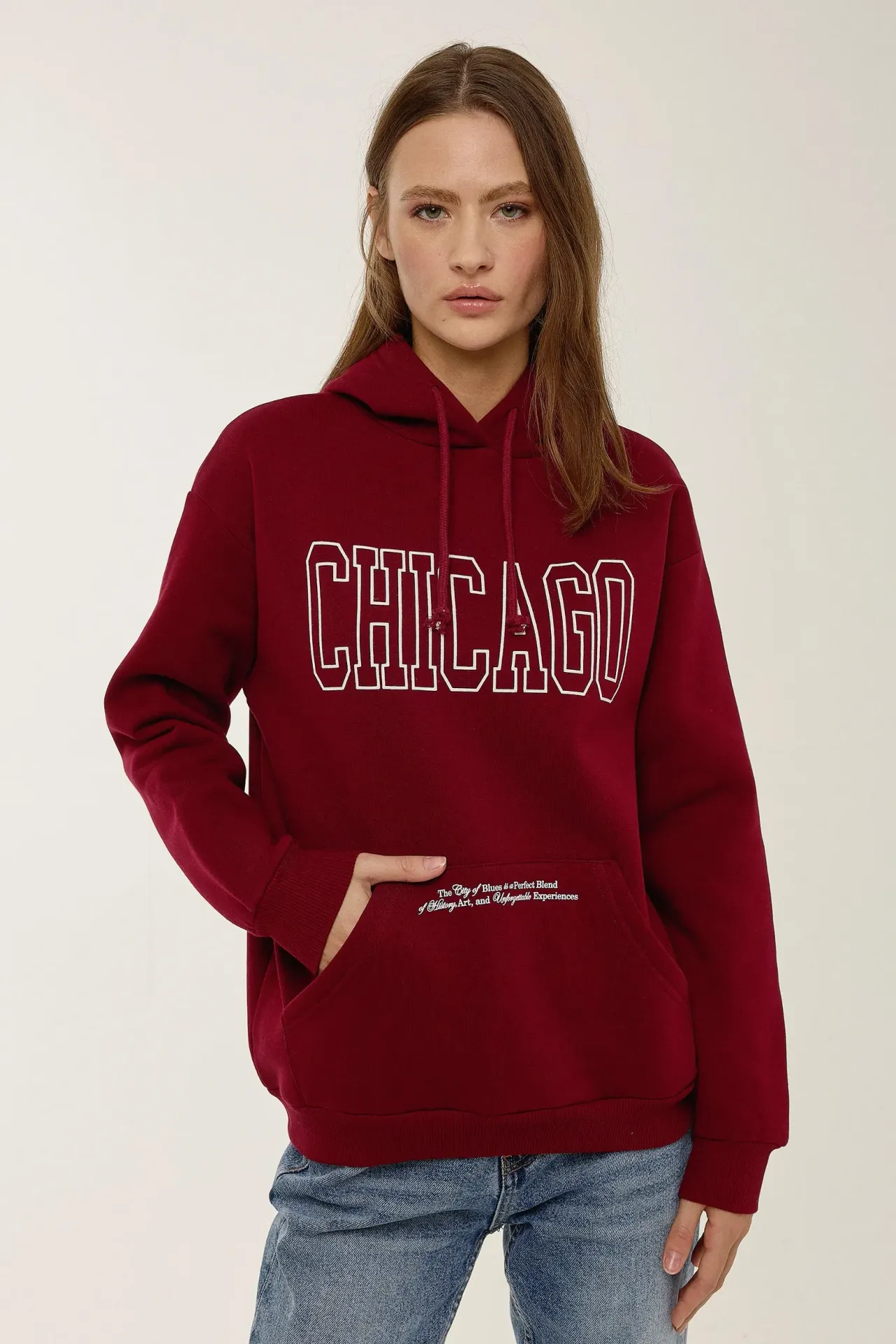 Hooded Printed Sweatshirt with Kangaroo Pocket