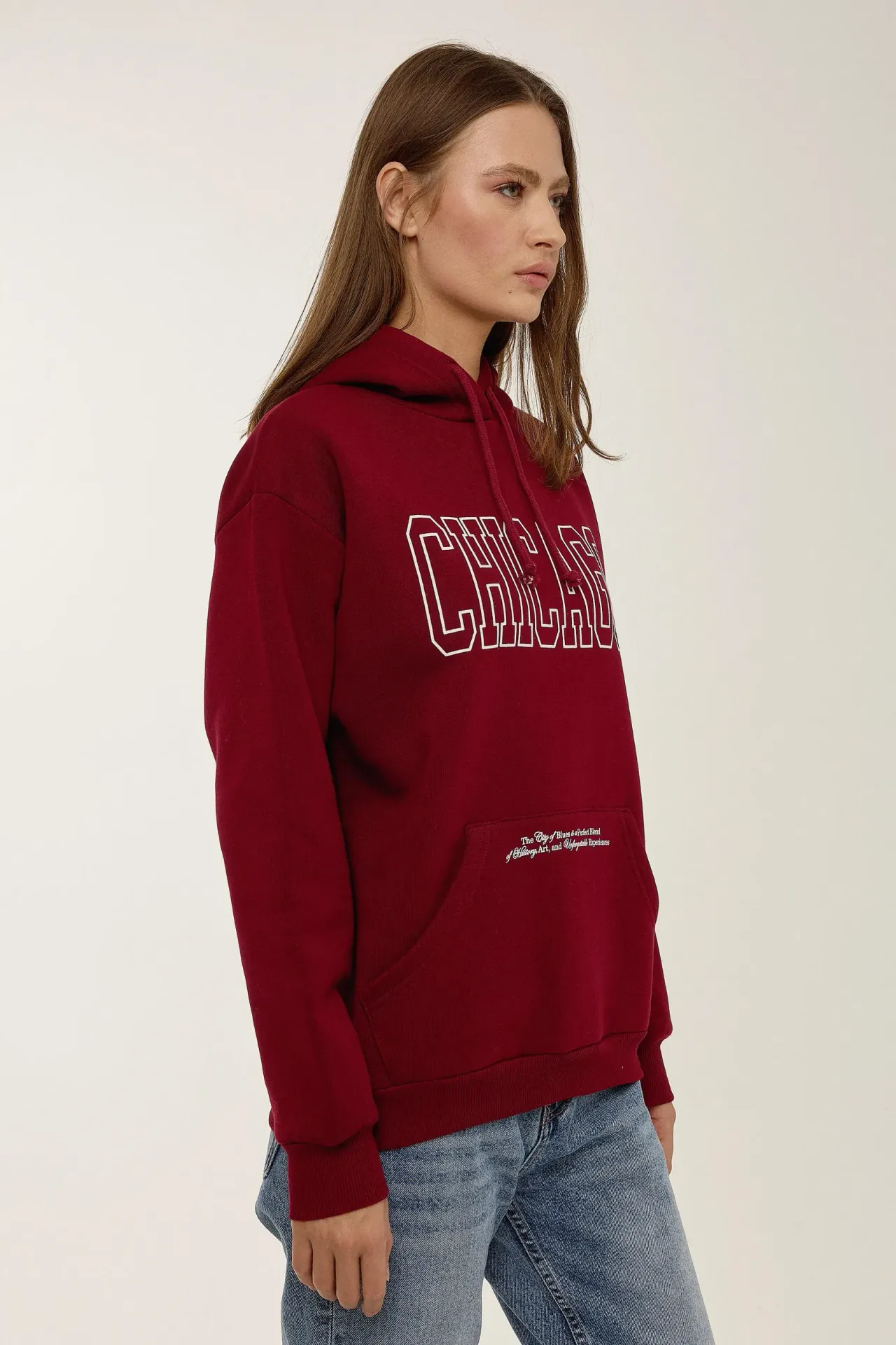 Hooded Printed Sweatshirt with Kangaroo Pocket