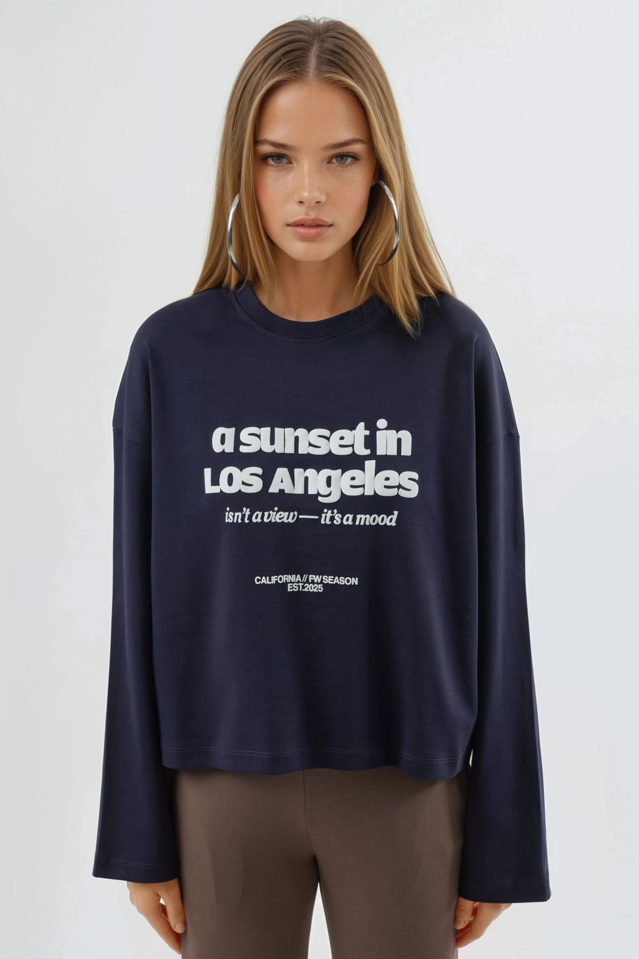 BUSEM Relaxed Fit Long Sleeve Crew Neck Back Printed Top 7