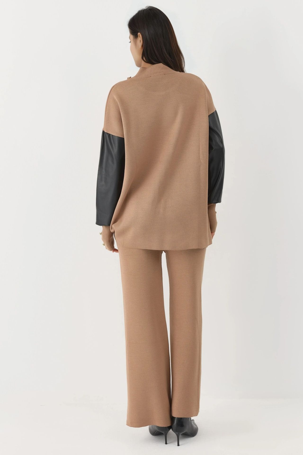 MY FASHION Faux Leather Detailed Sweater 3