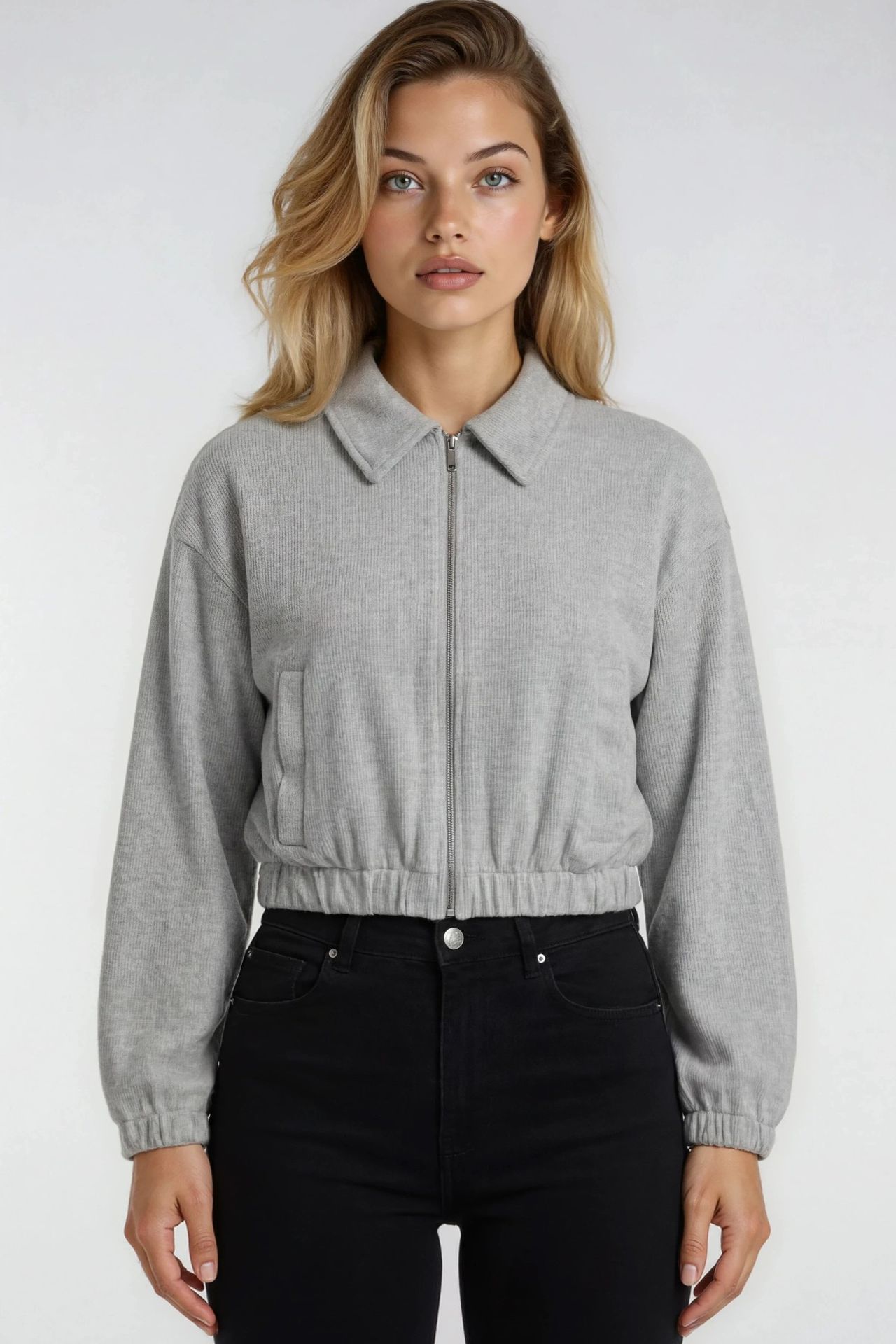 MIXRAY Relaxed Fit Zipper Jacket with Pockets 1