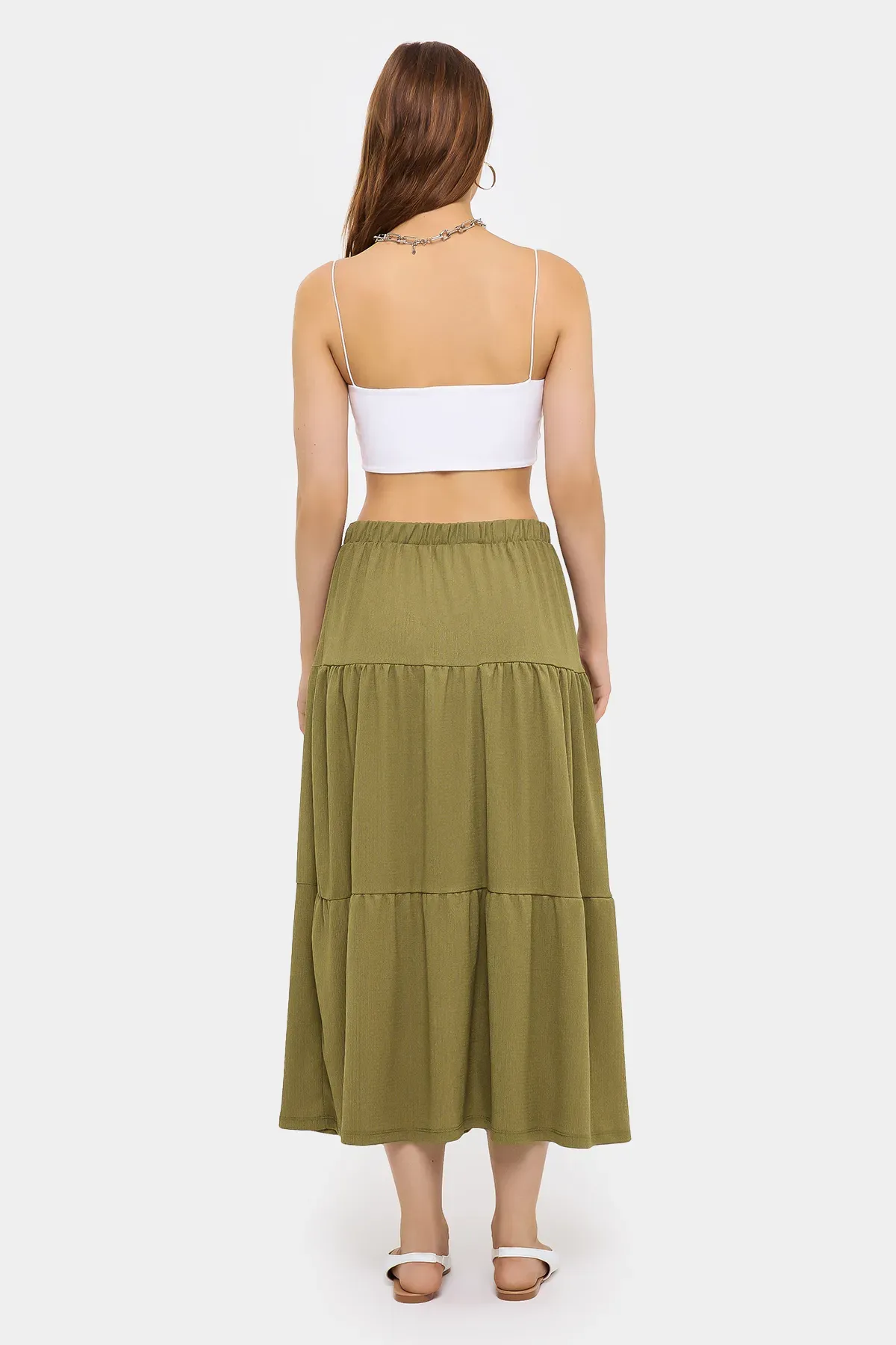 Tiered Maxi Skirt with Elastic Waist 4