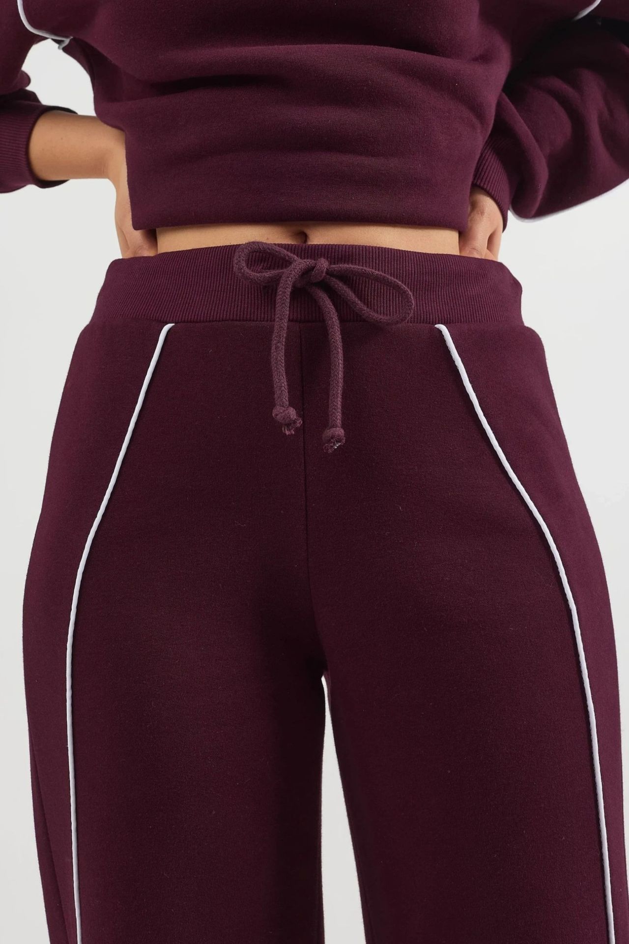 BUSEM Contrast Binding Wide Leg Sweatpants with Drawstring 5
