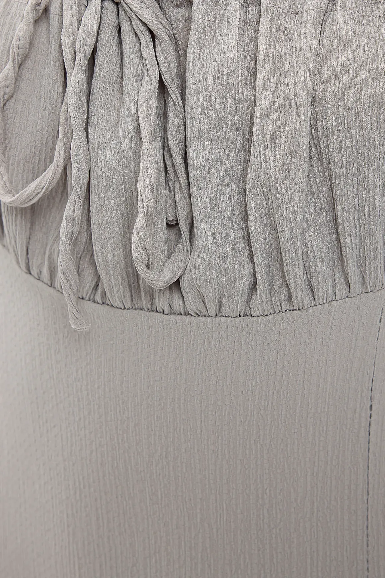Smocked Square Neck Tie Front Midi Dress with Side Slit