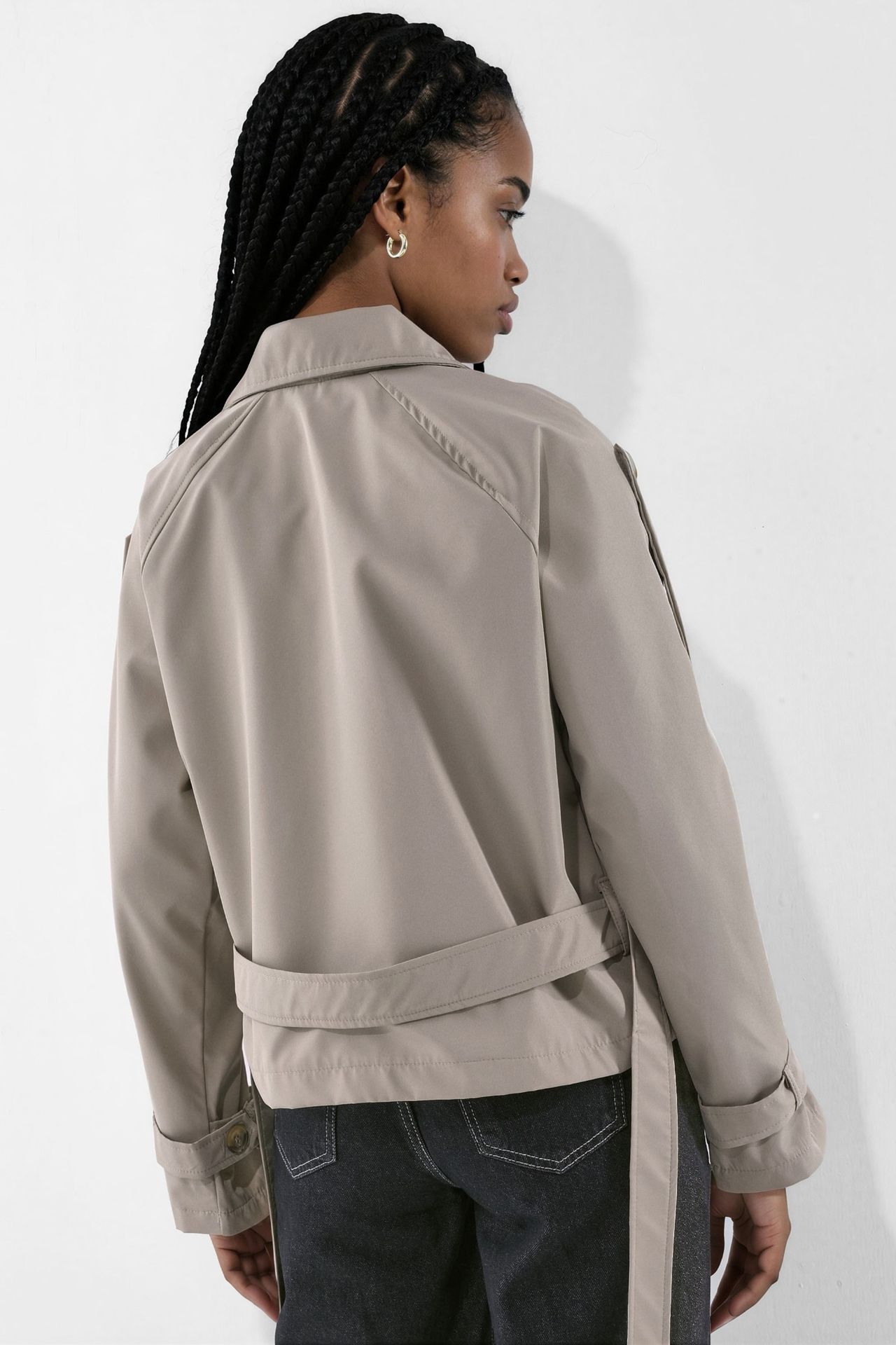 Short Double-Breasted Trench Coat 4