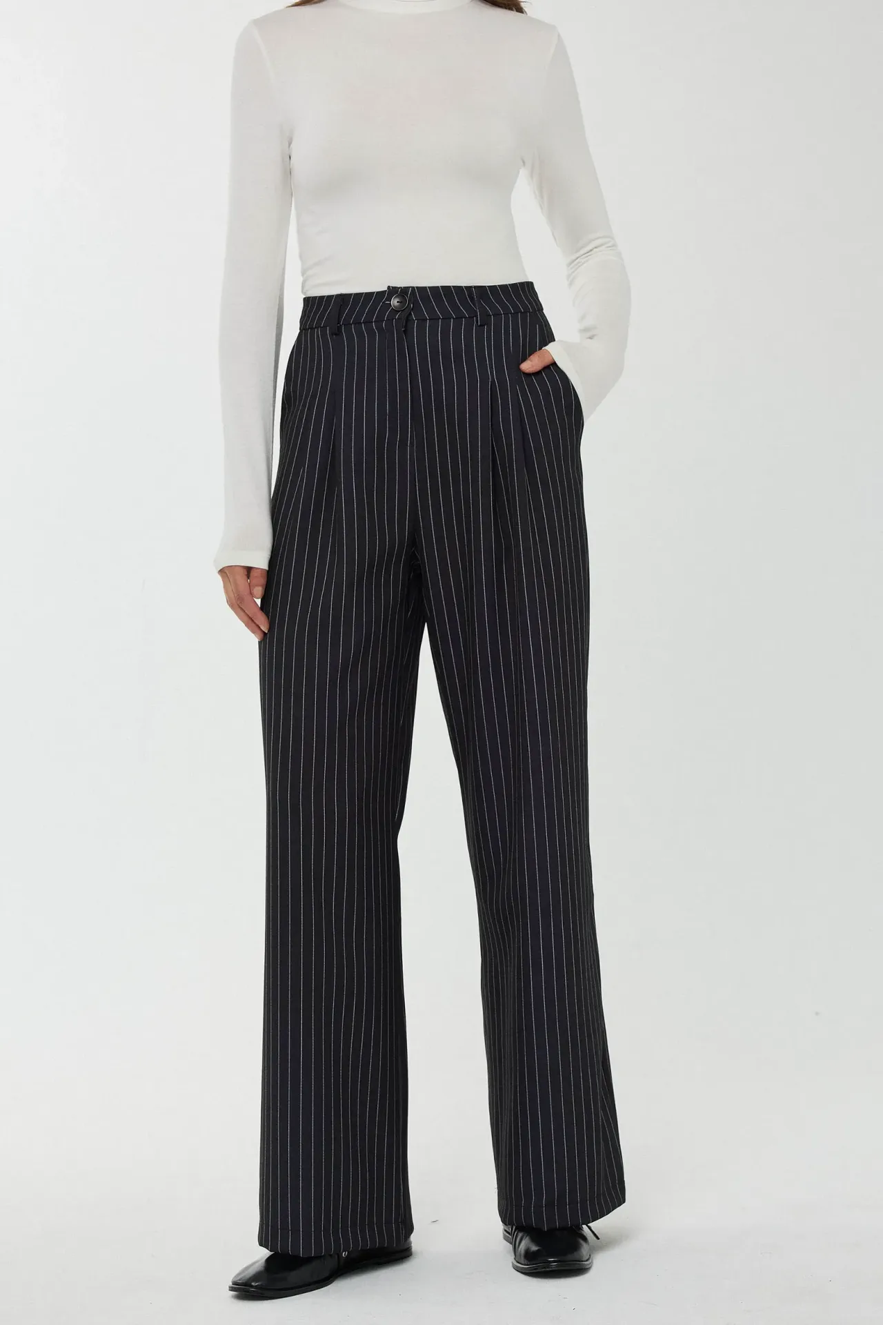 High Waist Striped Straight Leg Pants