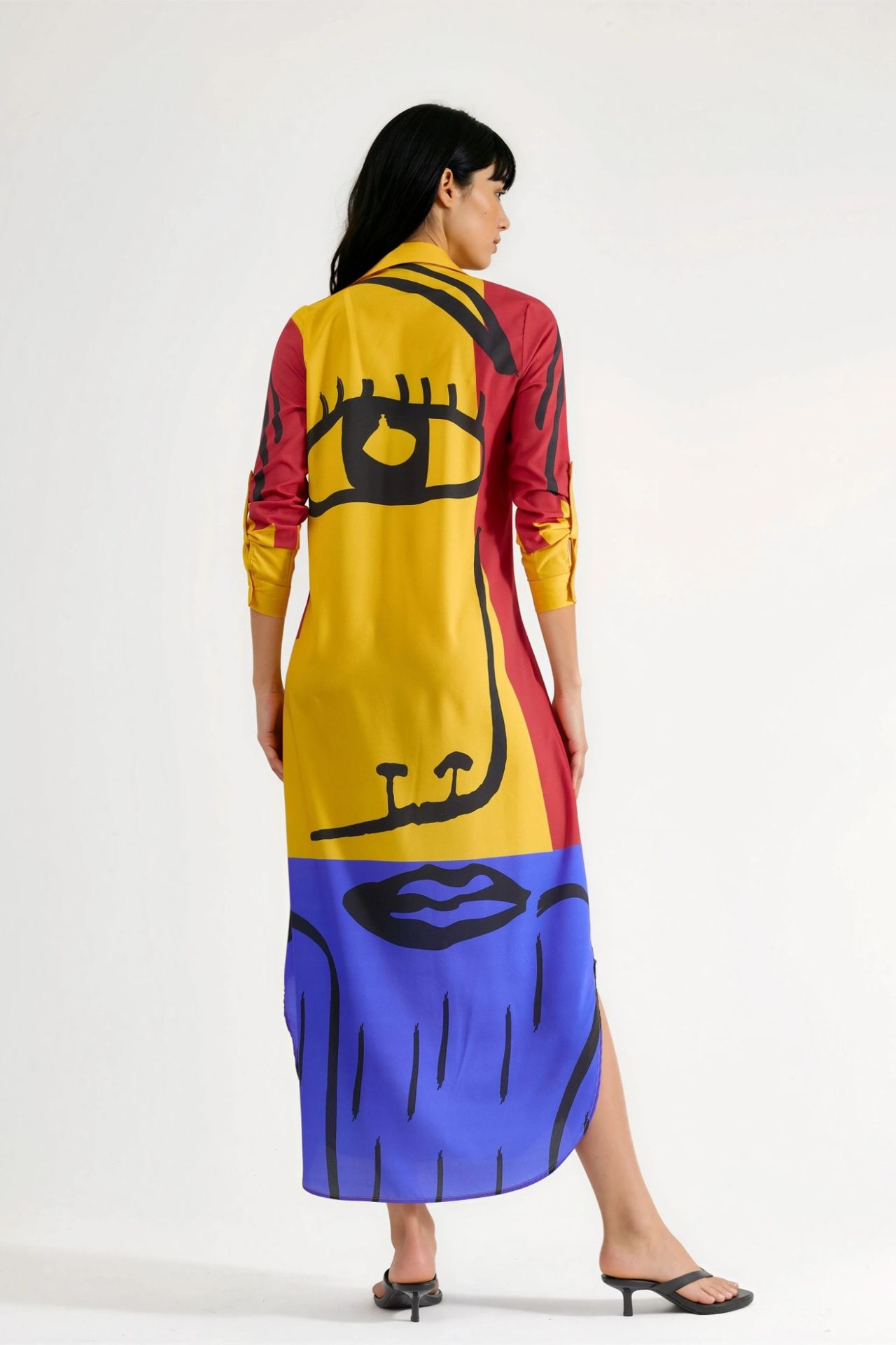 MSN Abstract Print Maxi Dress with Button Closure 3