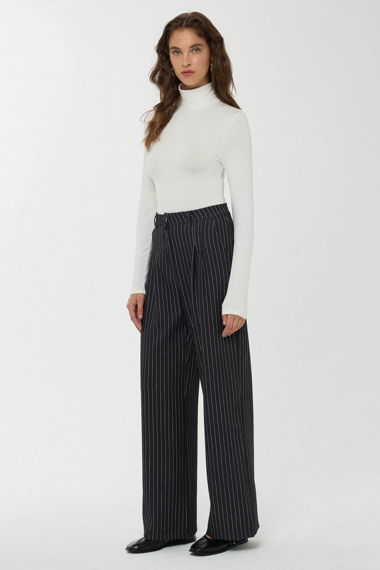 High Waist Striped Straight Leg Pants