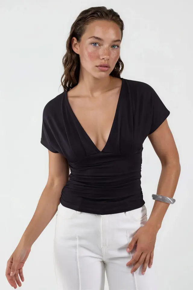 BUSEM V-Neck Tie Detail Blouse