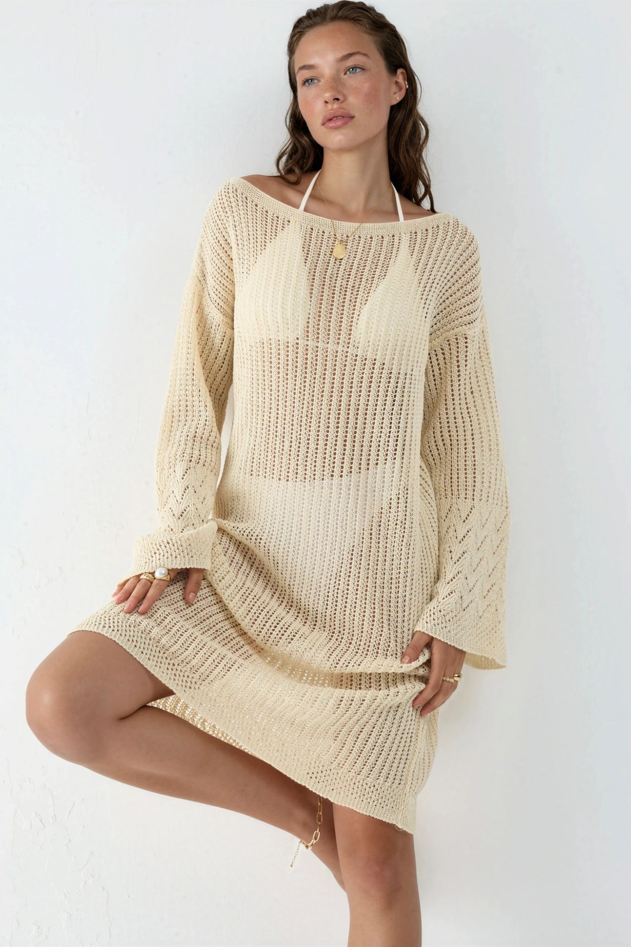 Cotton Textured Midi Cover-Up Dress 5