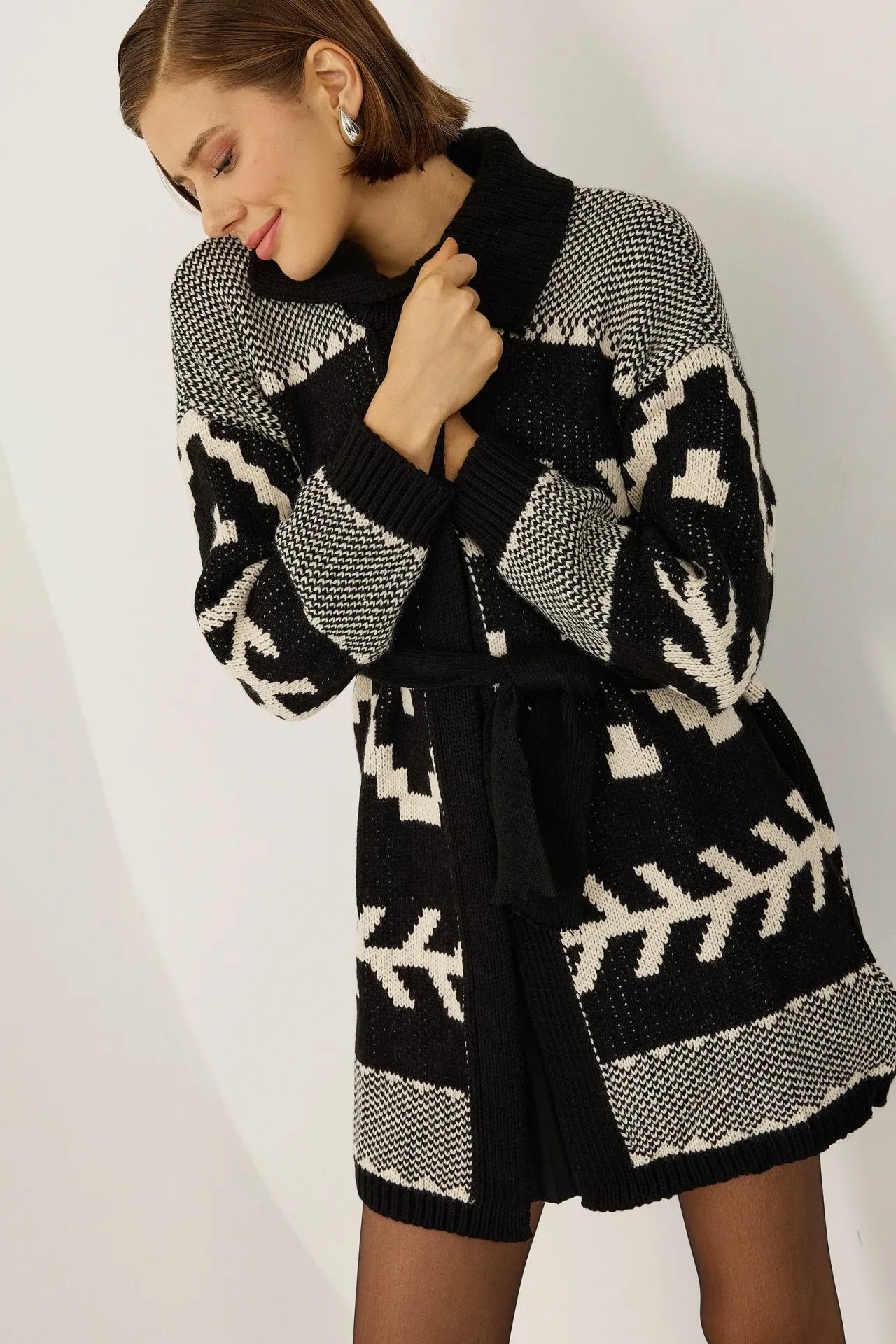 Ethnic Pattern Relaxed Fit Cardigan