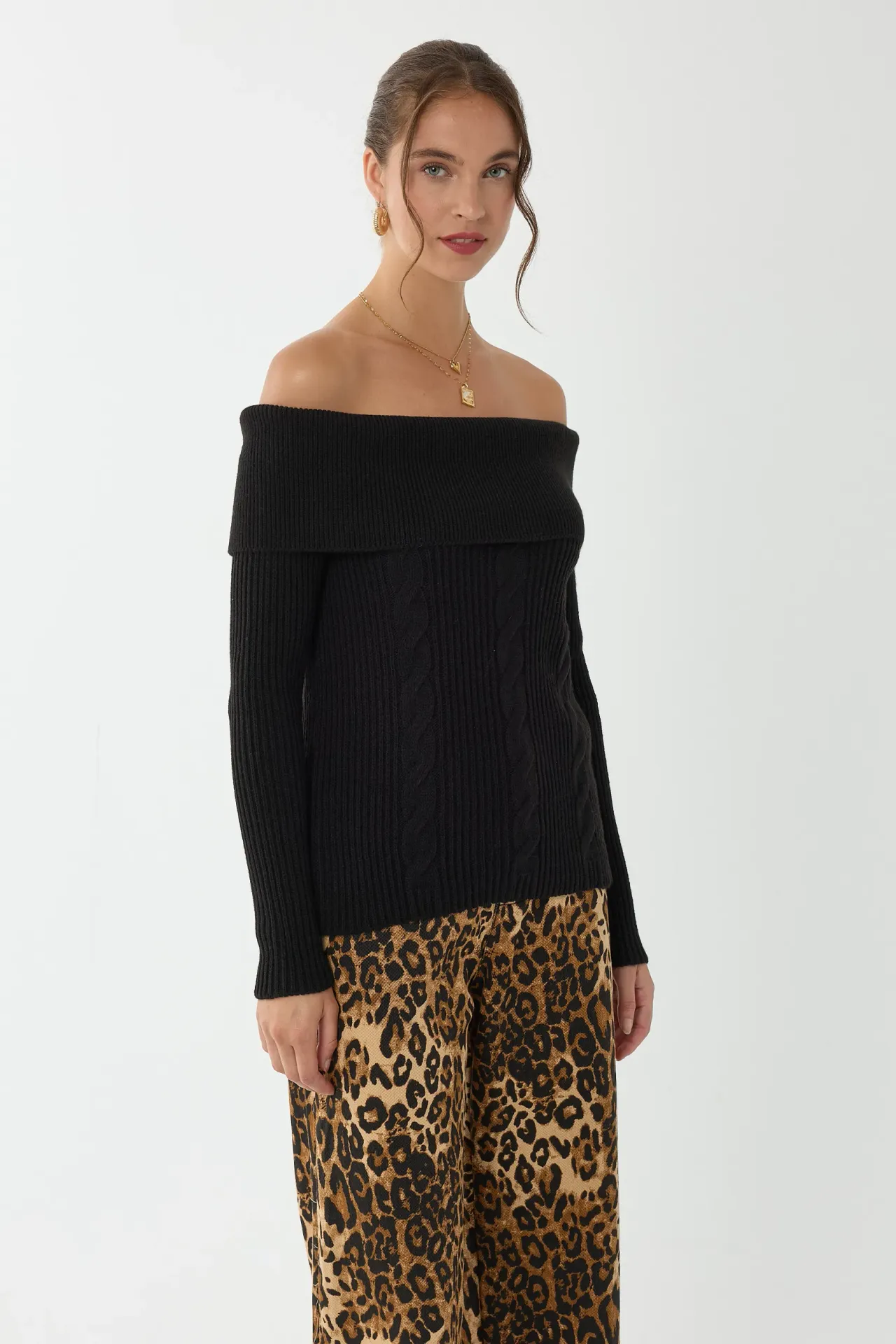 Off Shoulder Knitted Sweater