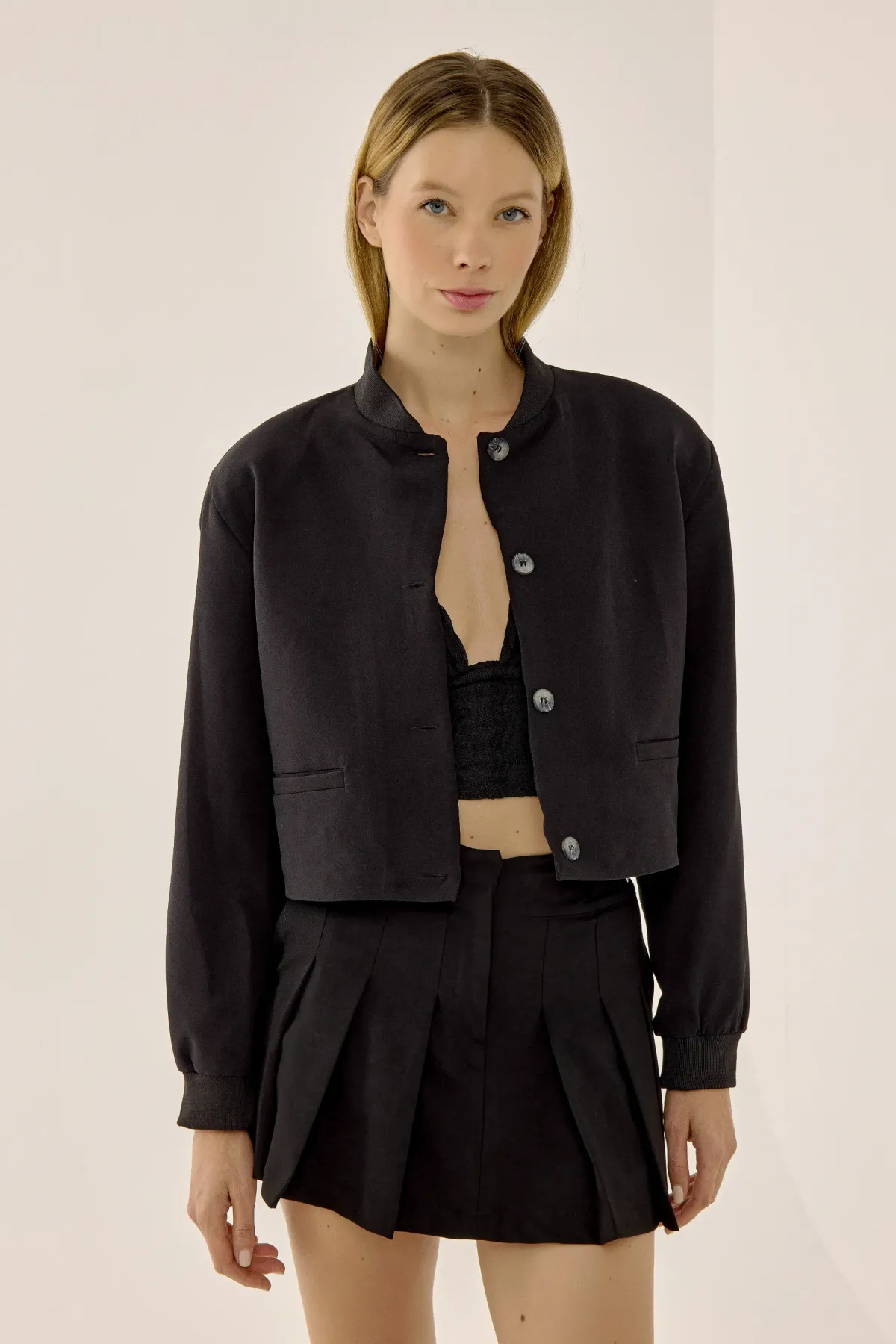 College Collar Double Pocket Cropped Jacket 4