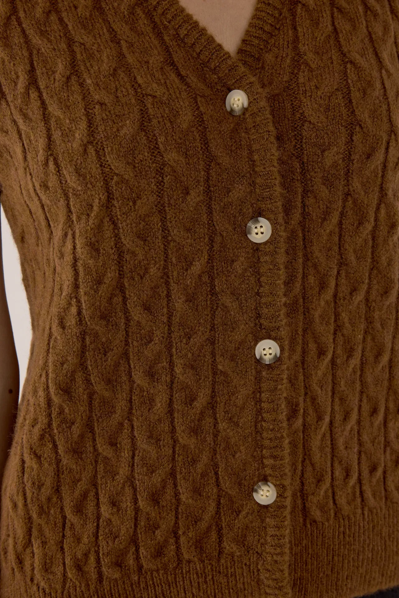 Sleeveless Buttoned Knit Sweater Vest