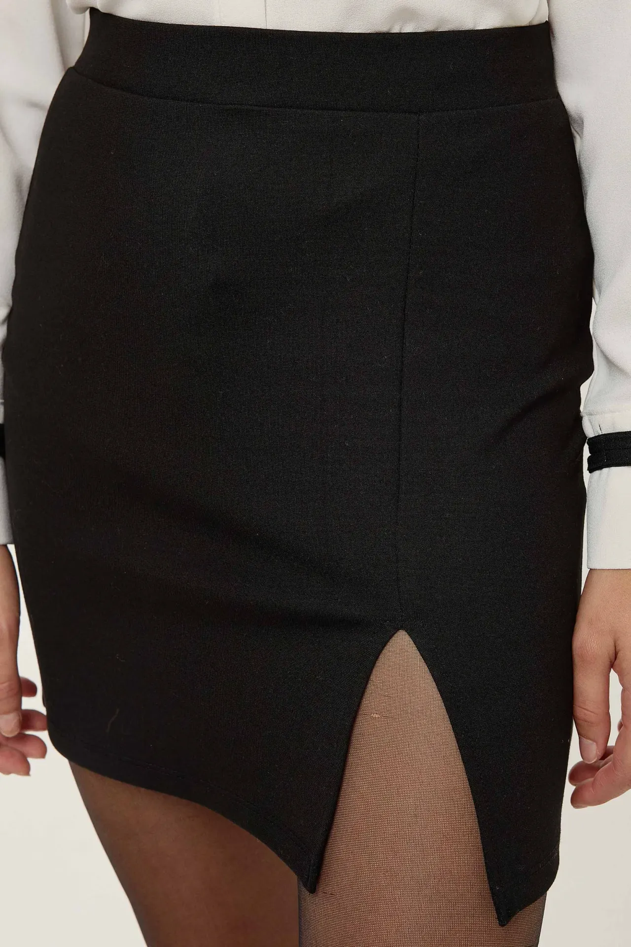 High Waist Mini Skirt with Slit