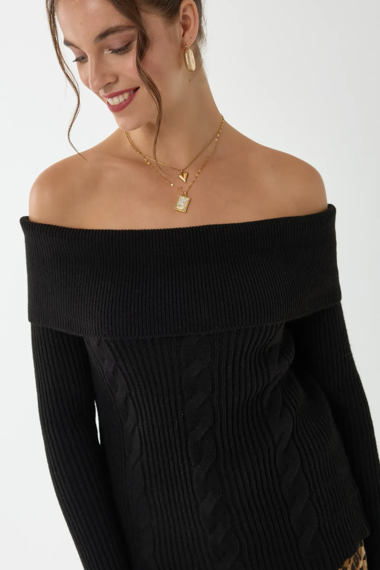 Off Shoulder Knitted Sweater