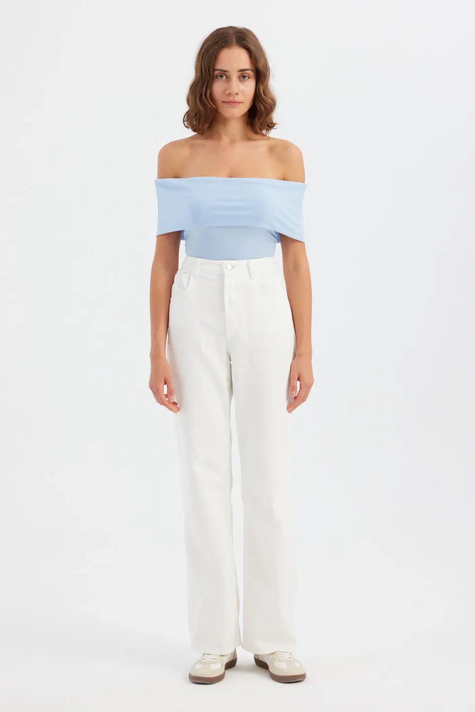 Off-Shoulder Ruched Bodycon Crop Top