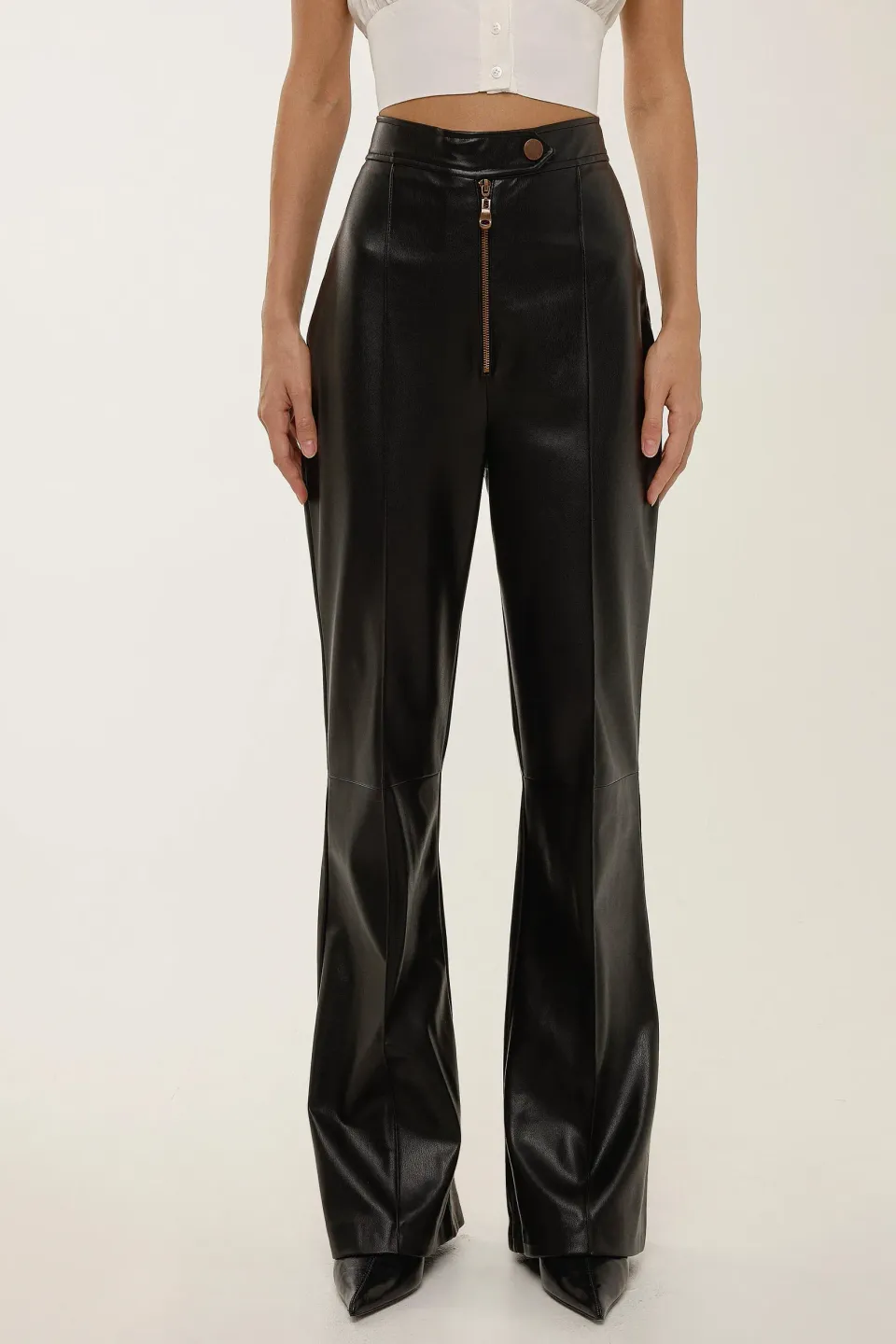 Wide Leg Faux Leather Pants