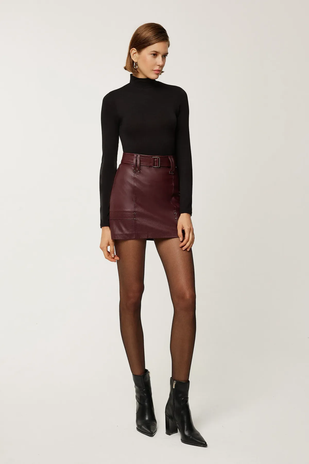 Belted Faux Leather Mini Skirt 3