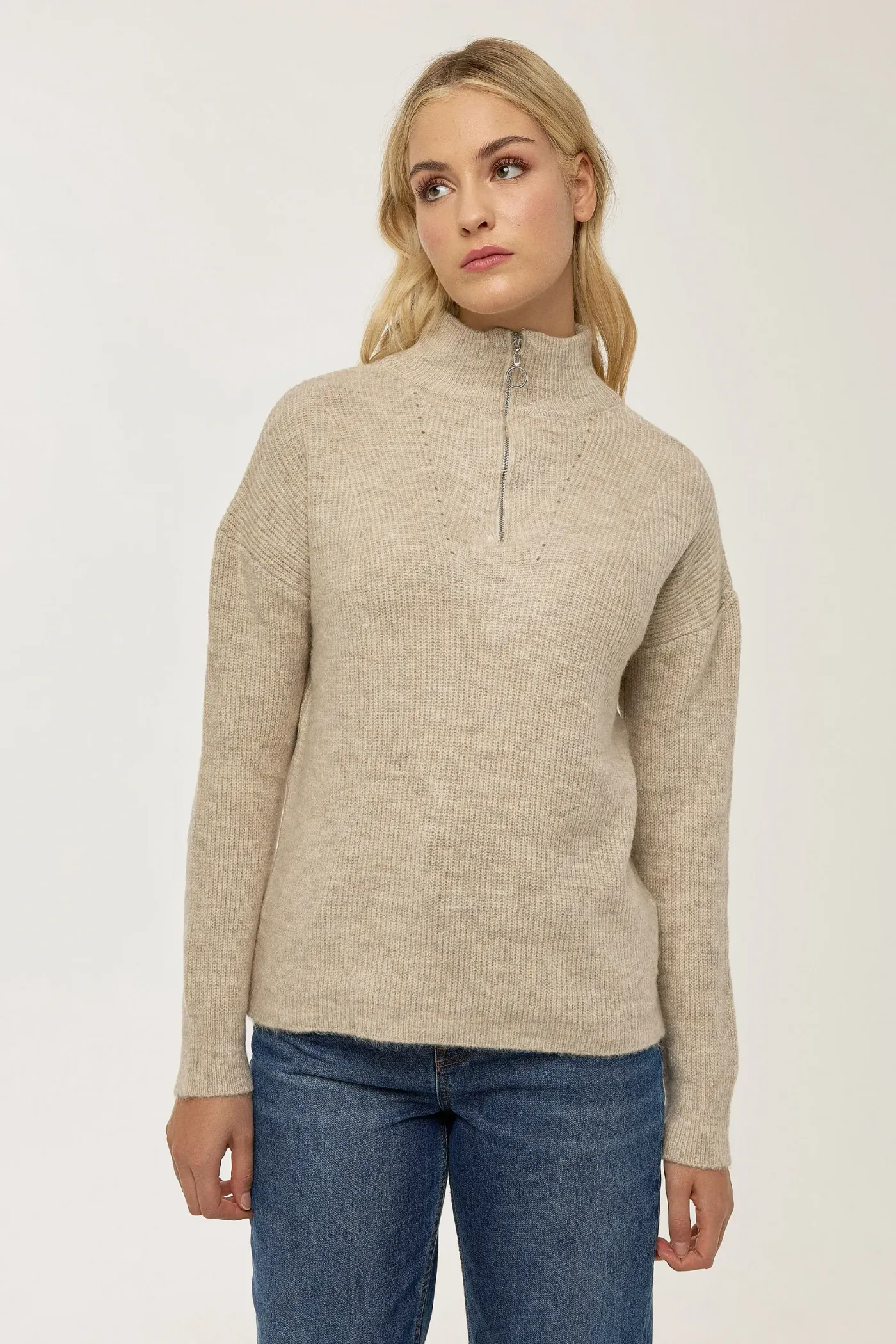 Oversized Zipper Collar Sweater 2