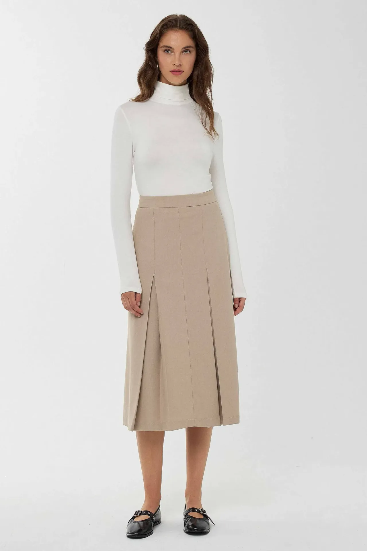 High Waist A-Form Midi Skirt